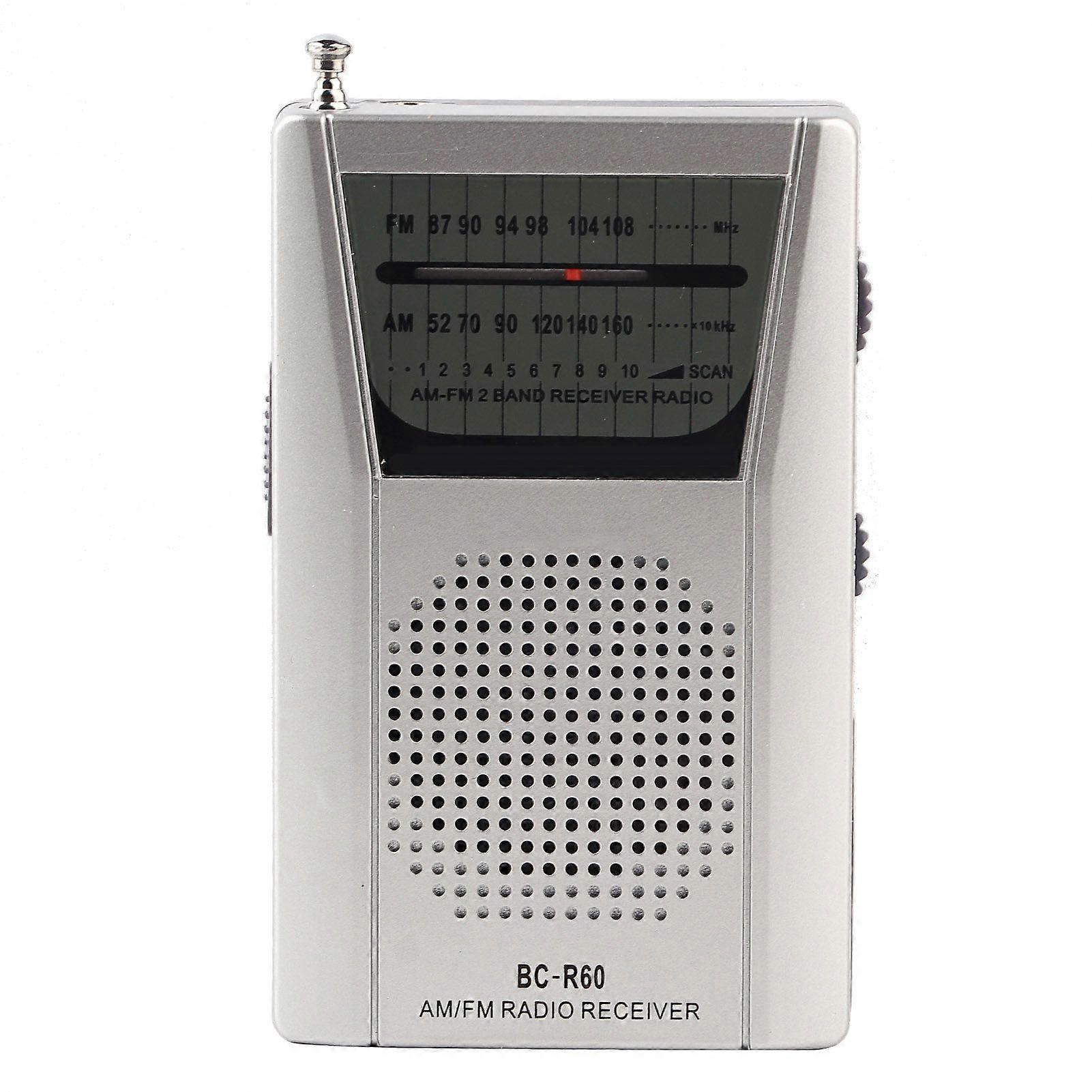 Universal Mini Radio Portable FM/AM World Receiver Built in Speaker Silver