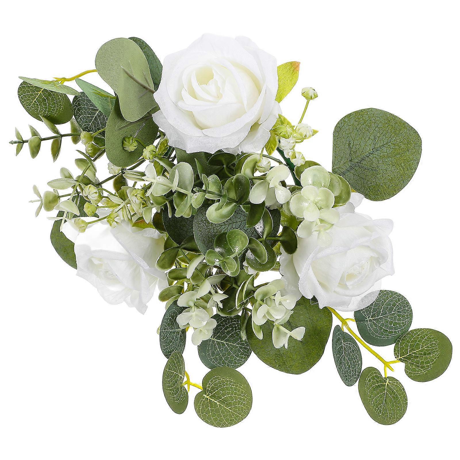 Wedding Candle Ring Artificial Candle Ring for Home Decor 2Pcs White Floral