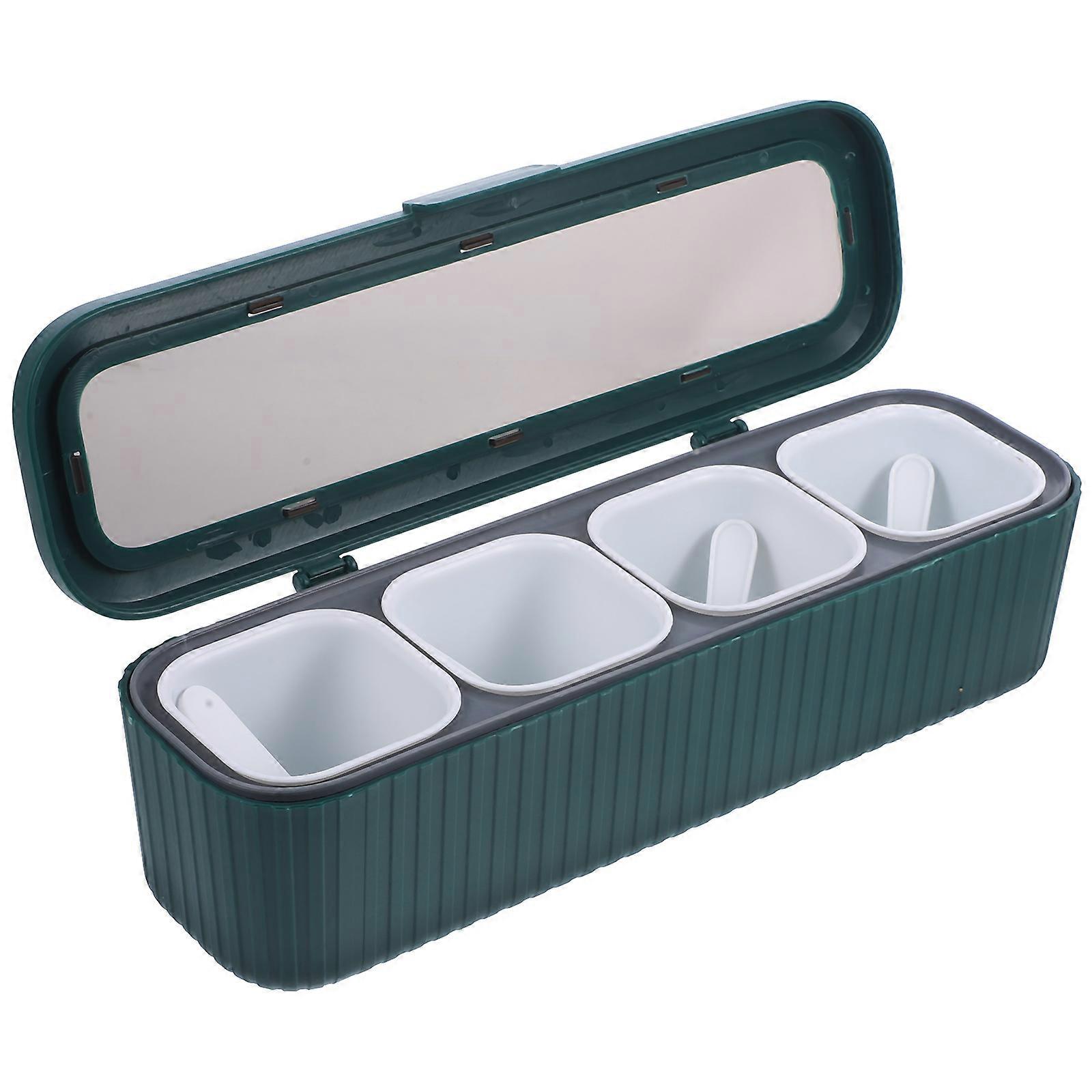 Compact Spice Container Compartments Seasoning Box Kitchen Supplies Cooking Use PP Material Storage Function 27.70X9.00X7.50CM 1Set