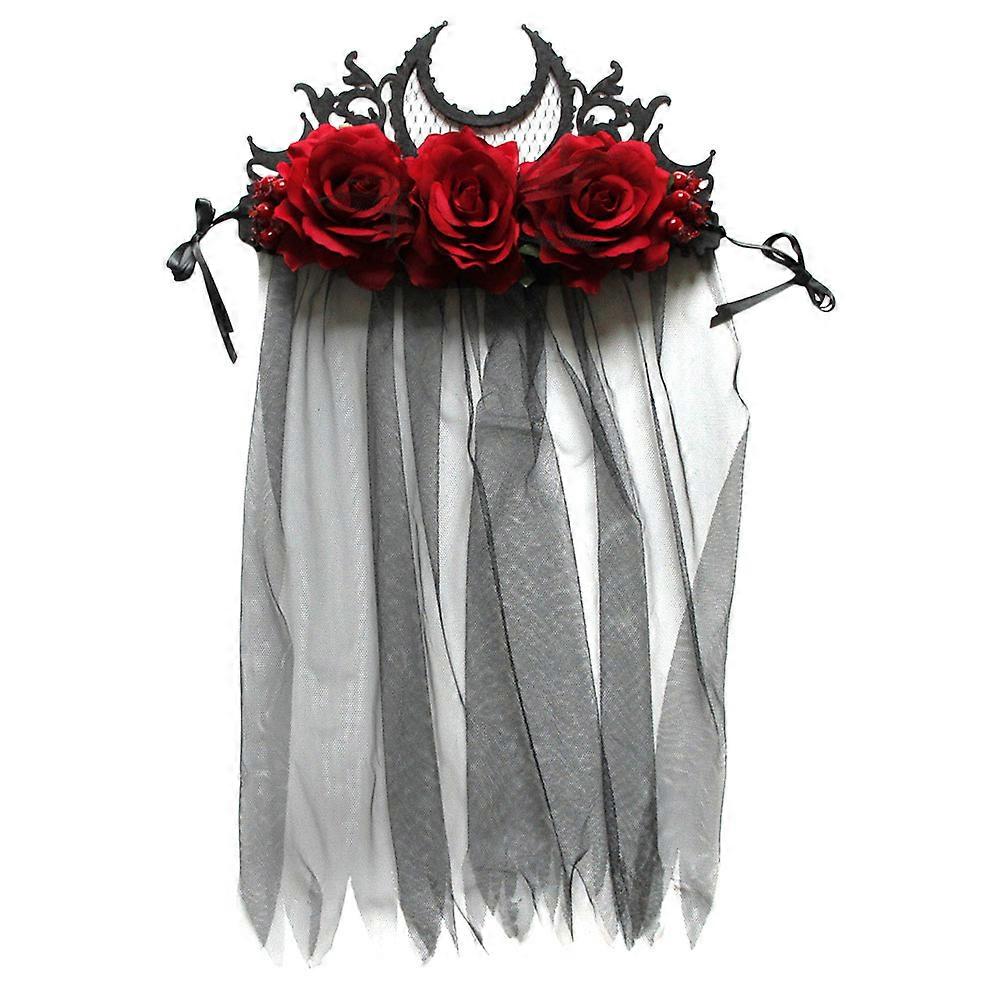Veil Crown Headband Cosplay Events Photo Props Cloth Multi Color Crown Shape 1Set