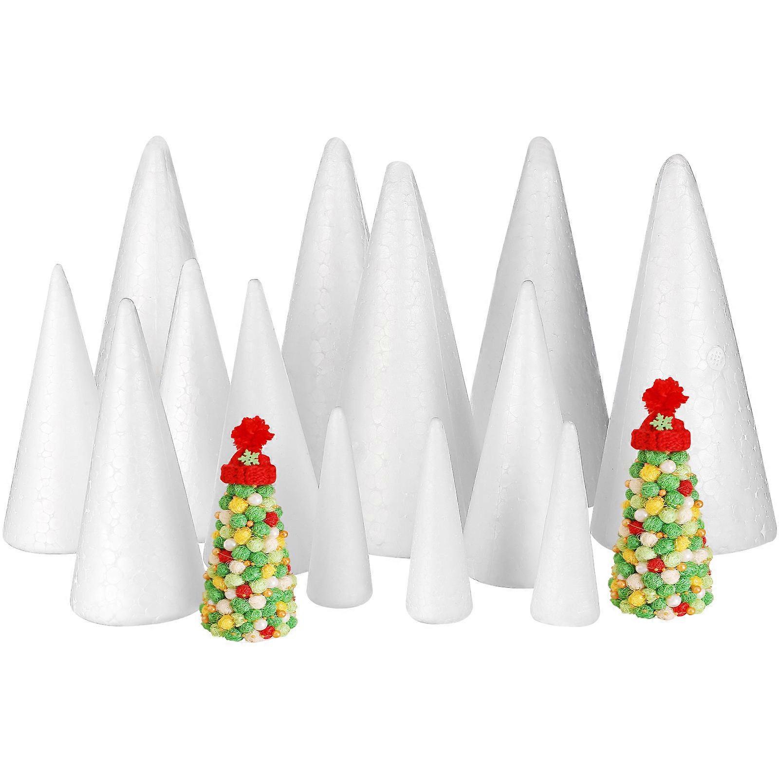 Christmas White Cones Decorative Toys for DIY 30Pcs Foam Craft Cones