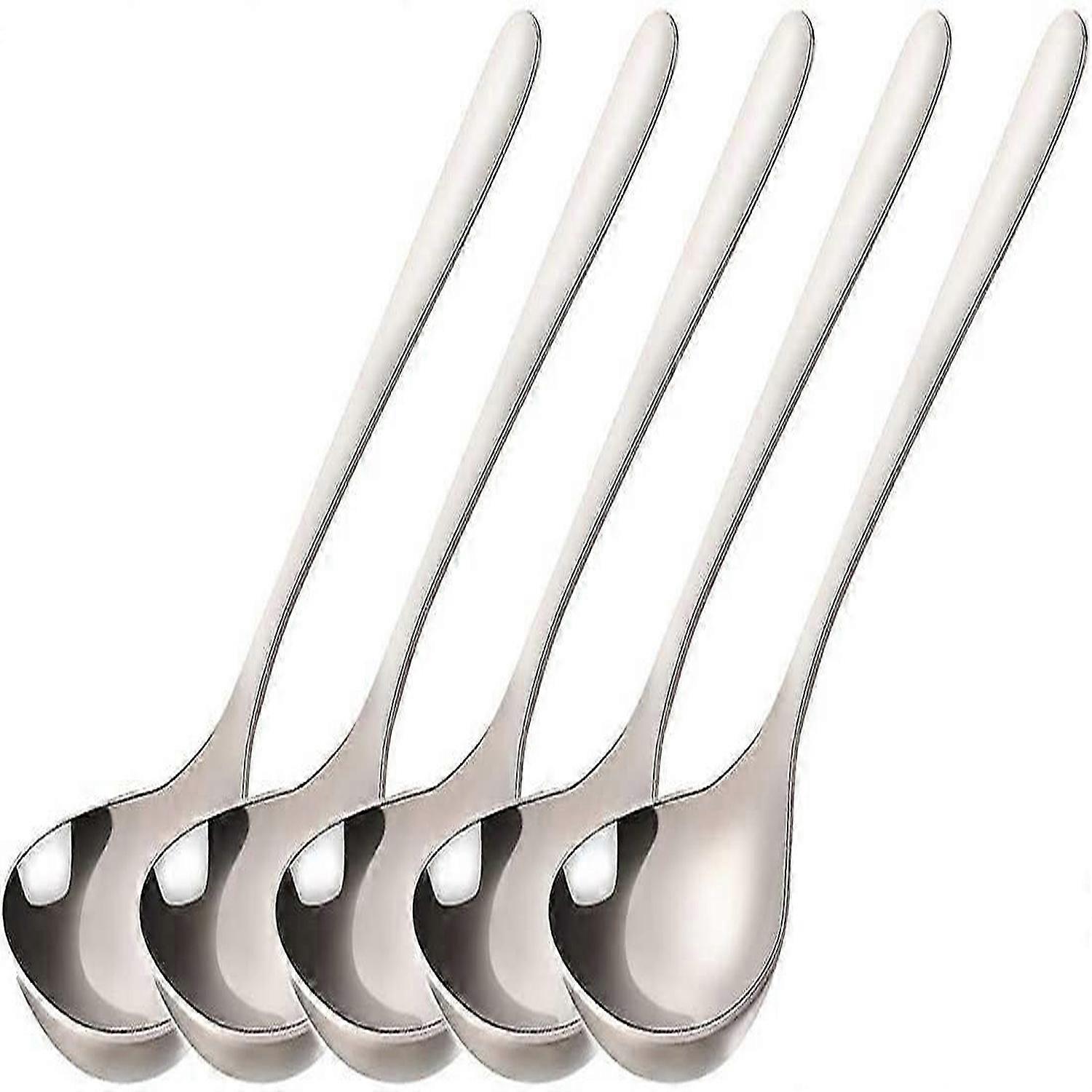 5 Pcs 7.8'' Round Bouillon Spoons, Long Handle Soup Spoons