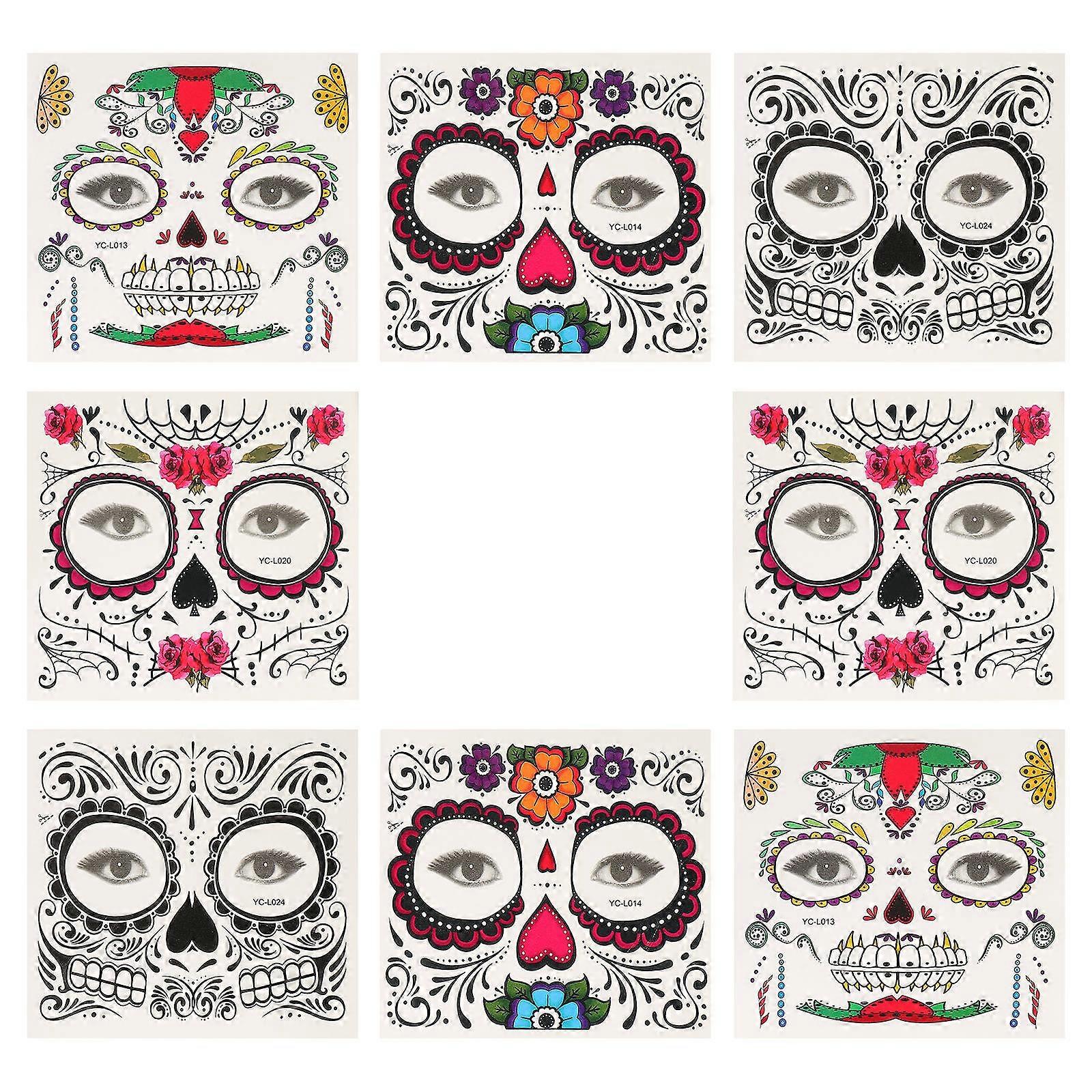 Halloween Face Decals Stickers for Masquerade 8 Sheets Assorted Color