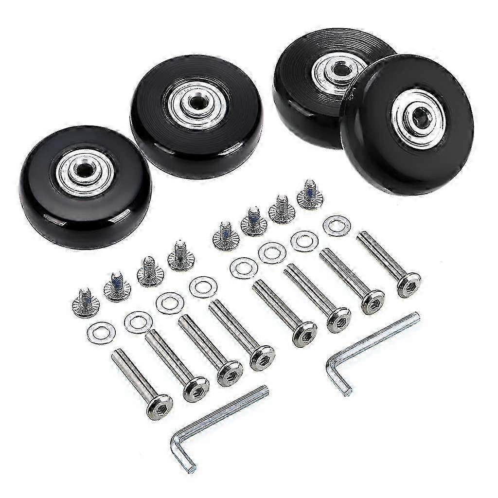 Set of 4 Swivel Rubber Suitcase Casters, 50 x 18 mm, Black Edition 0923