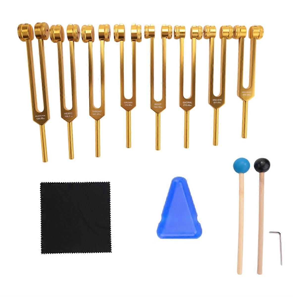 Chakra Tuning Fork Set, for Meditation,Yoga, Sound Healing gold