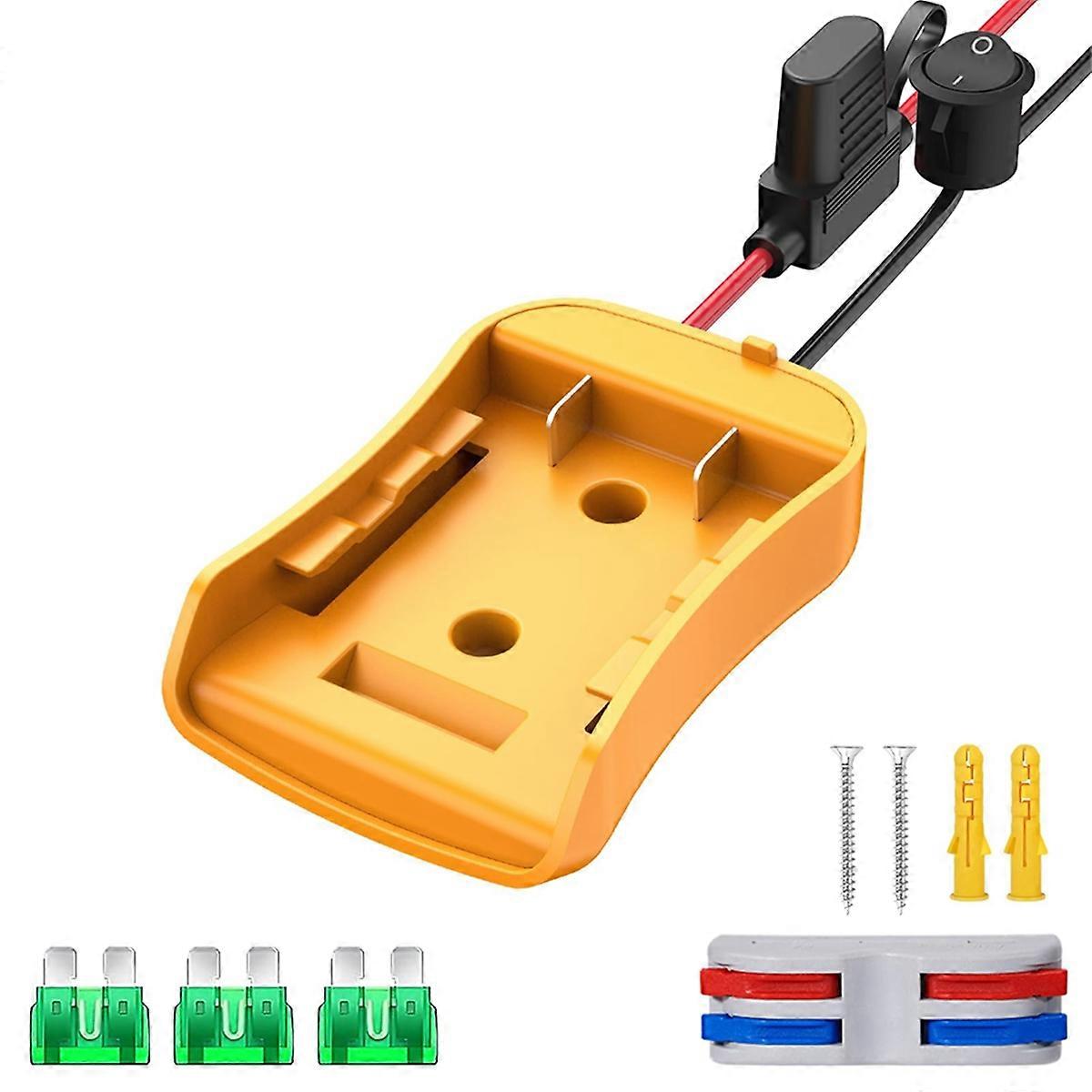 Power Wheel Adapter for 20V Battery, with Fuse, Wire Terminals