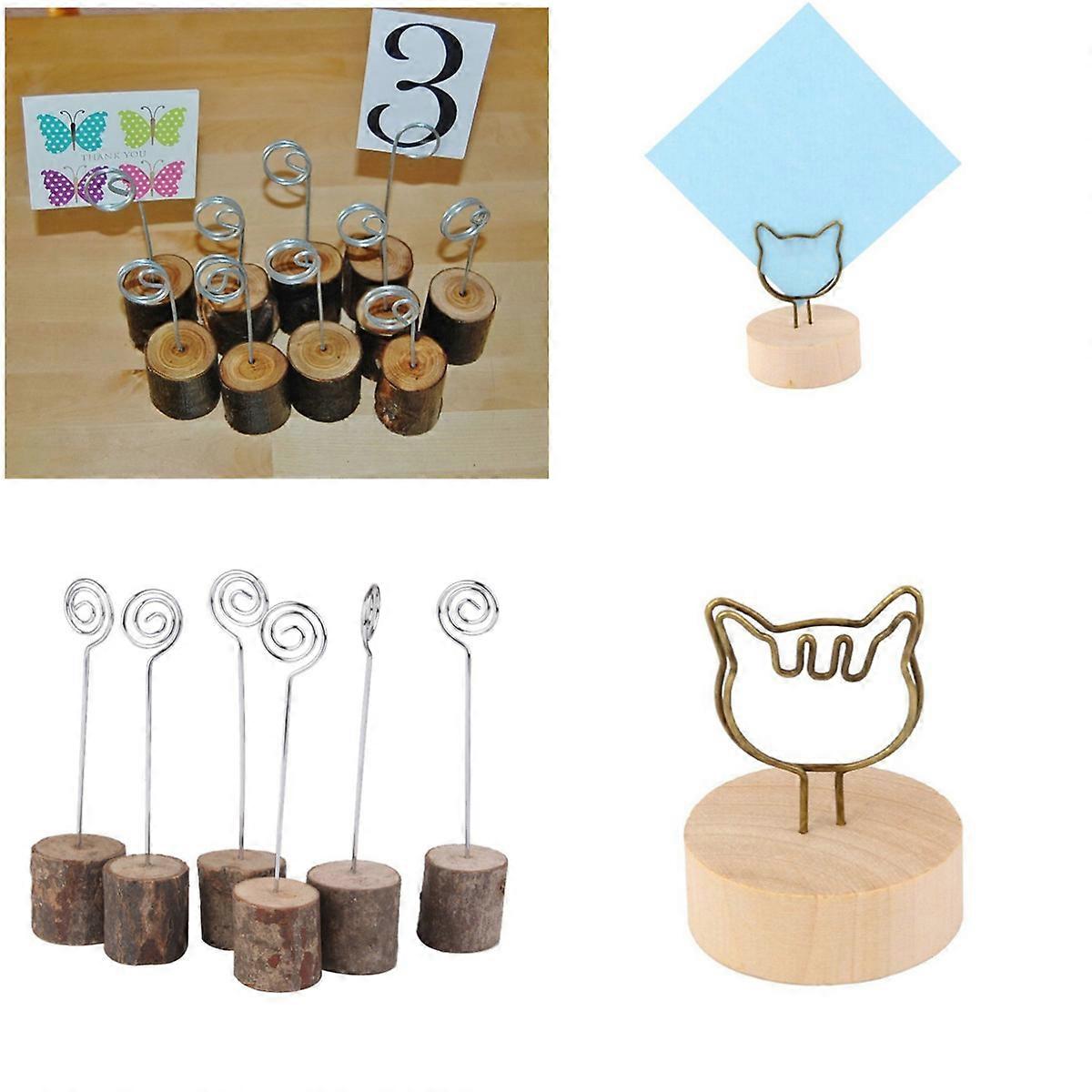 Photo Clips Wooden Base Cat Shape Holder for 1 Piece Memo Note