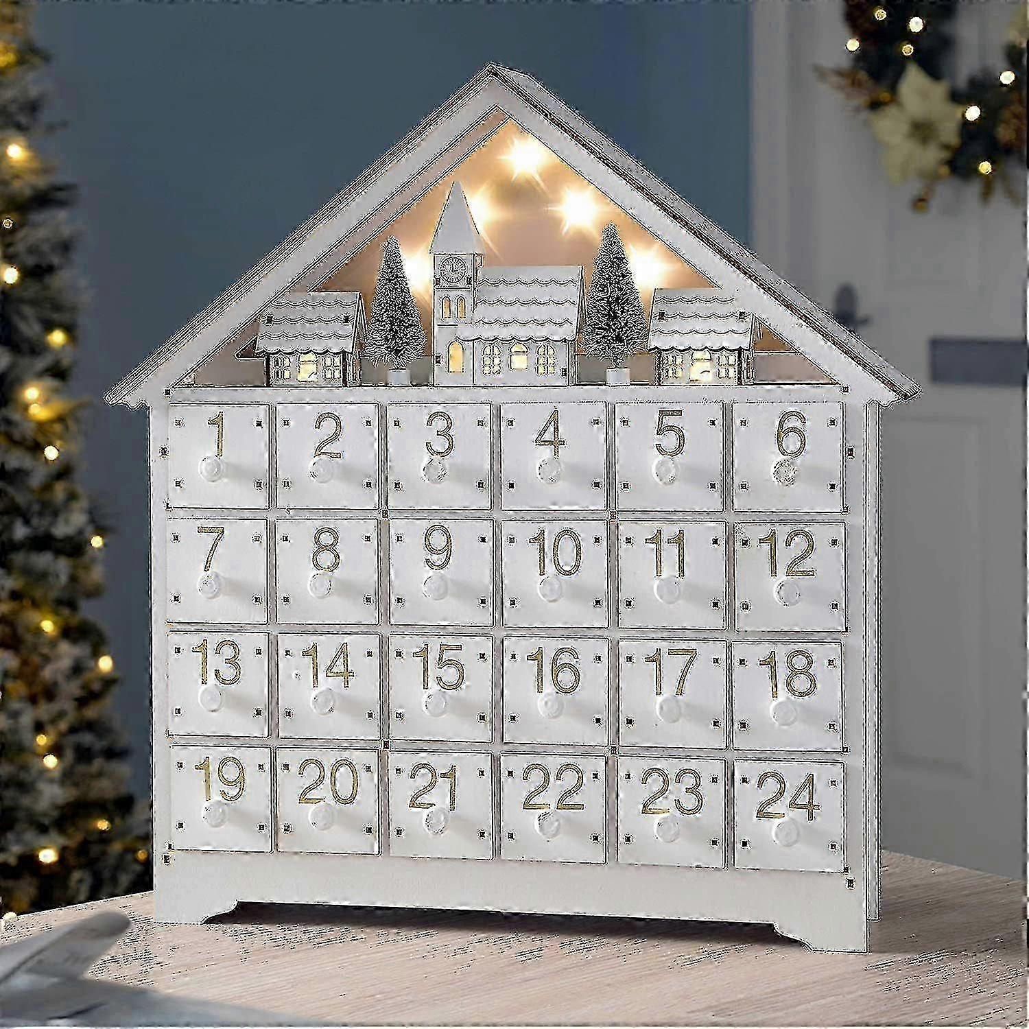 LED φωτιζόμενο ξύλο Advent Calendar 24 ημέρες Holiday Home Decor για τα Χριστούγεννα