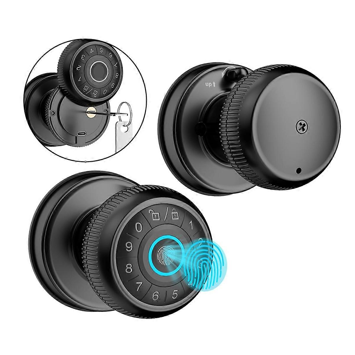 4-in-1 Smart Door Knob, Fingerprint Door with App Control