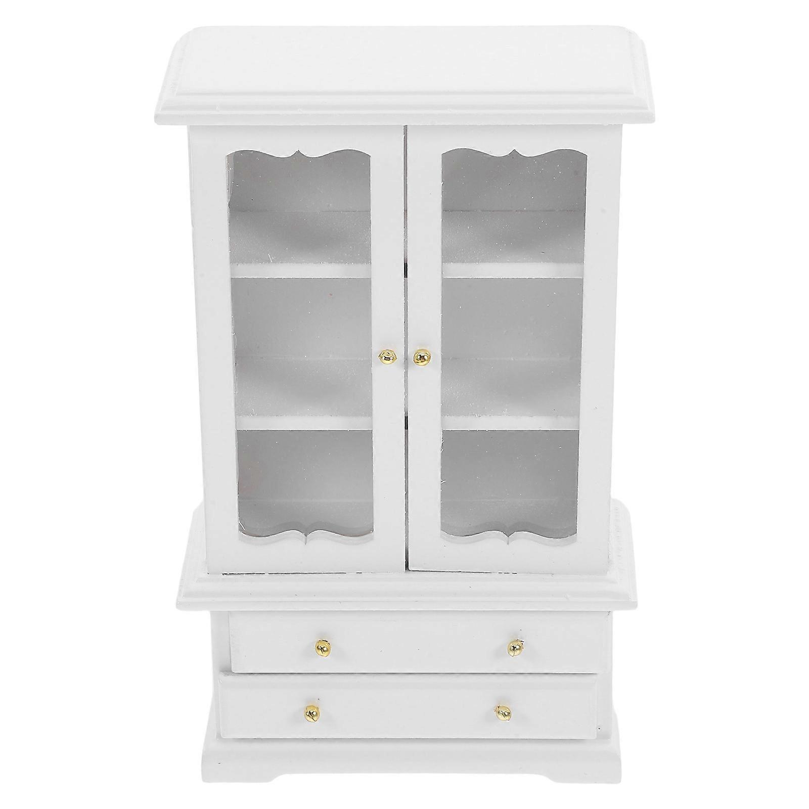 Mini Wooden Bookshelf for Doll House Storage 3Pcs White Small Cabinet