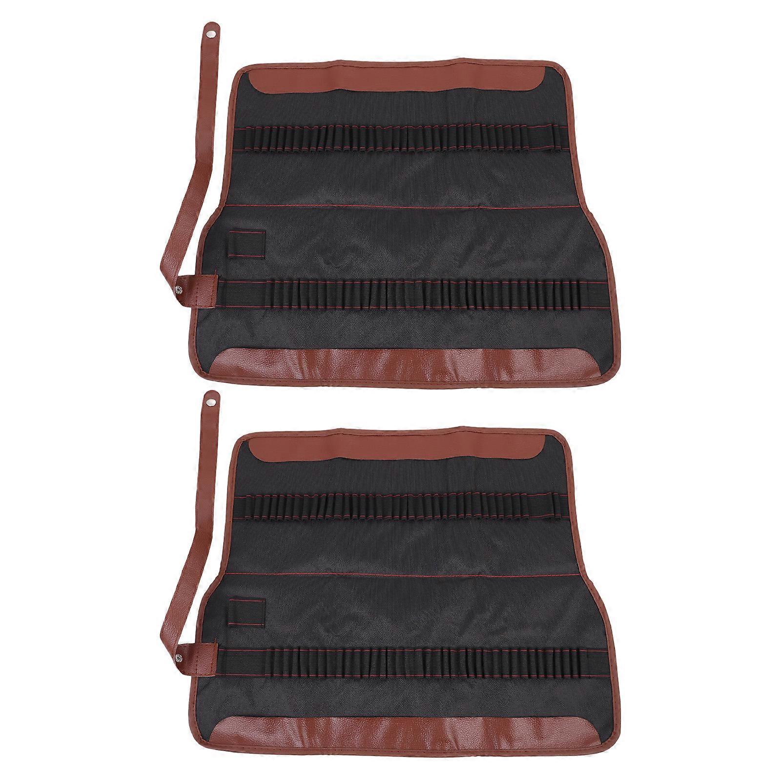 Stationery Holder Canvas Pencil Rolling Organizer for Storing 2Pcs