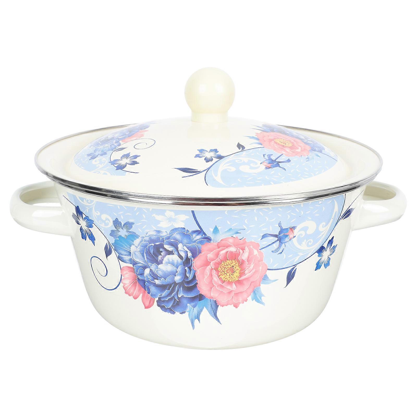 Food Container Enamels Basin for Storage 2Pcs Double Handle Household Basin