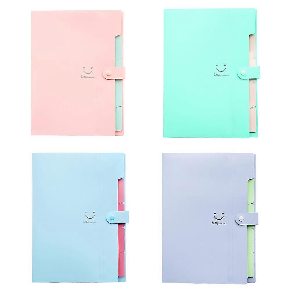Smile Face Accordion File Folder for Files Holding 5 Pockets Plastic