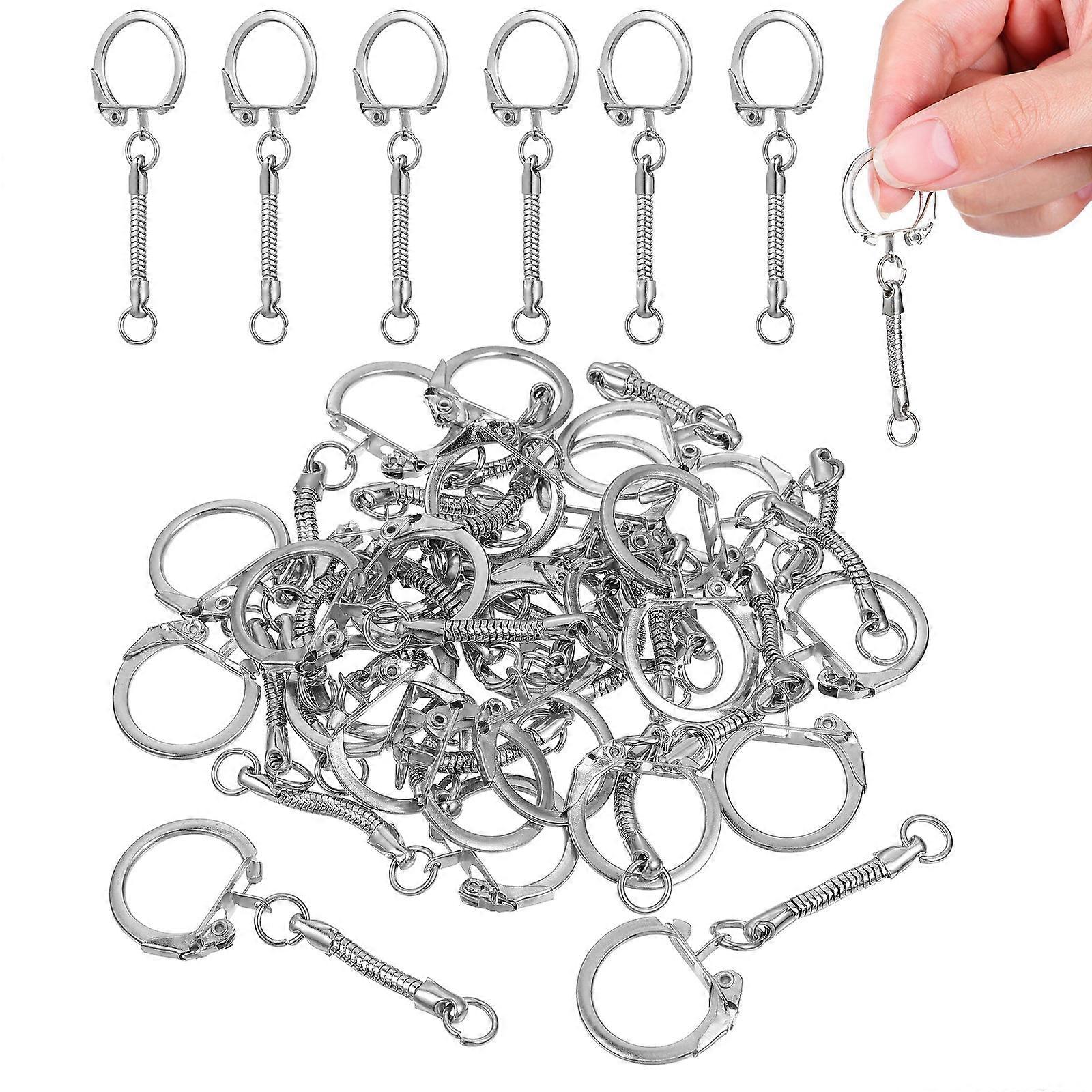 Portable Hanging 120 Pcs Snake Chain Key Rings In Silver Ideal For Keys Bags And Craft Items