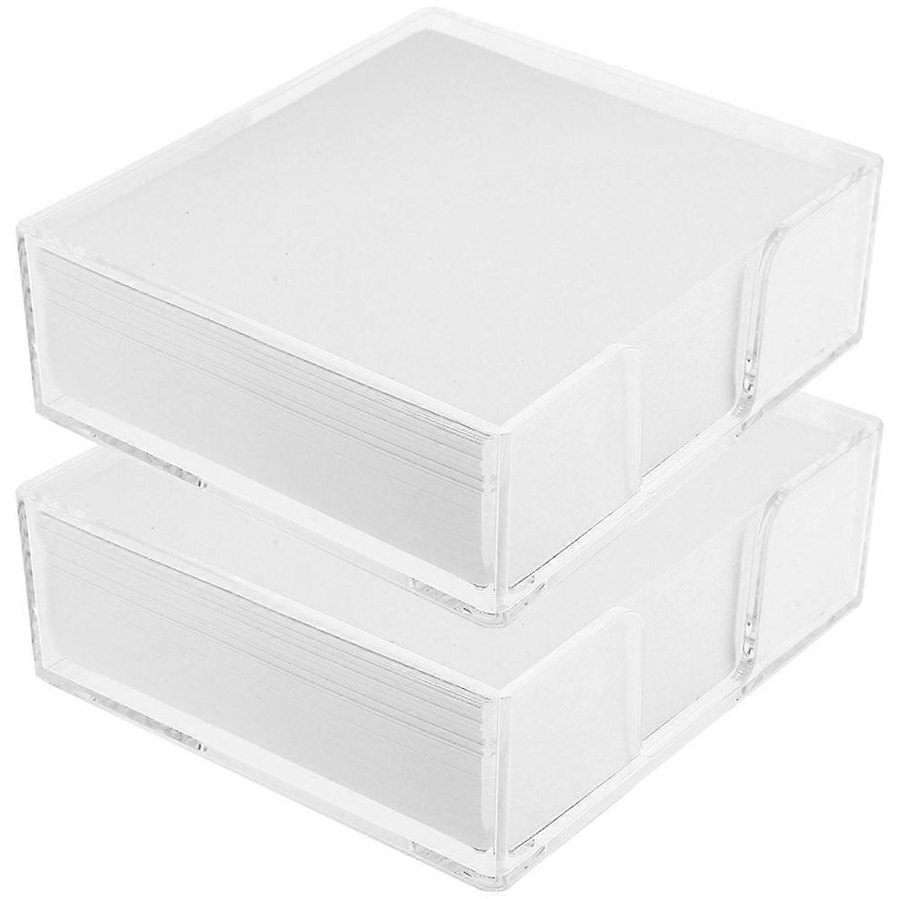 Memo Pad Holder 2 Boxes Note Papers For Office Use And Home Use 4.52X4.13X1.49In Transparent Planning