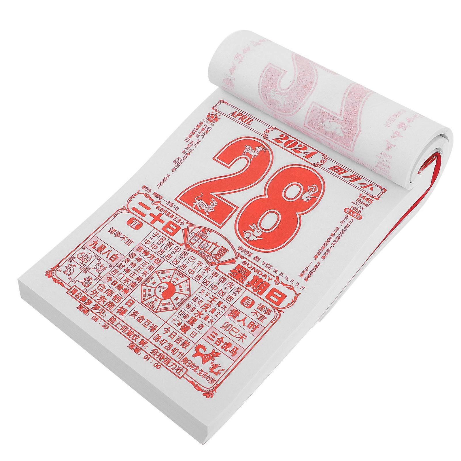Daily Calendar 2Pcs Chinese Lunar Calendar for Date Checking 2024