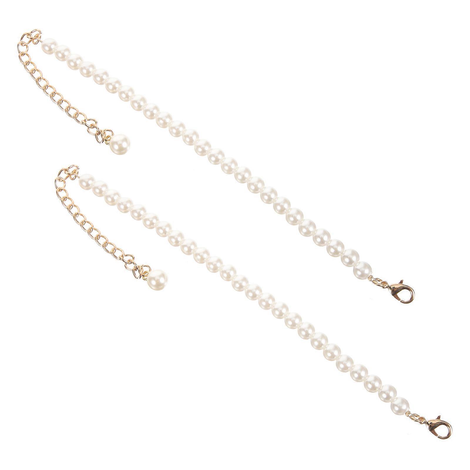 Pearl Shoe Straps for Heels Straps Set 4Pcs White