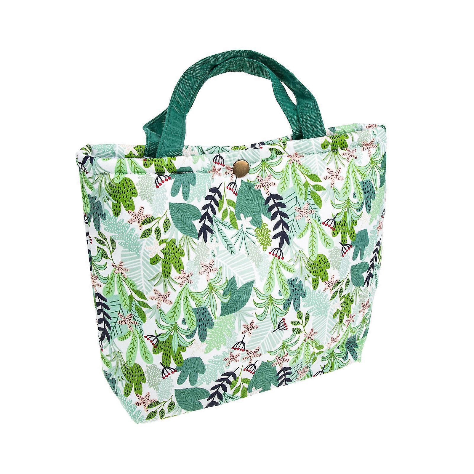 Portable Lunch-Box Bag Retro Flower Bento Bag Handheld with 2Pcs