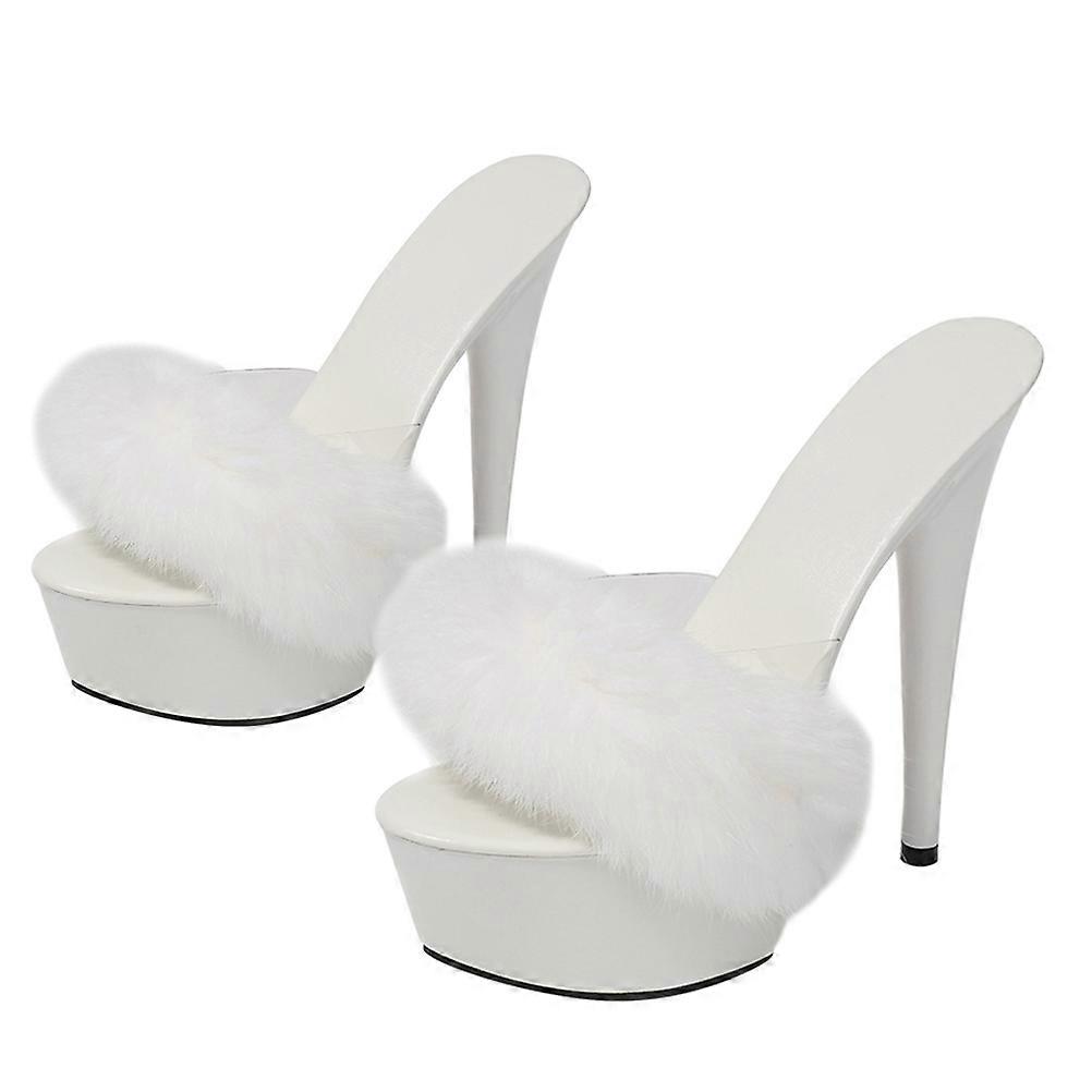 2Pairs High Heel Shoes for Women with Fluffy Decor Stylish Design
