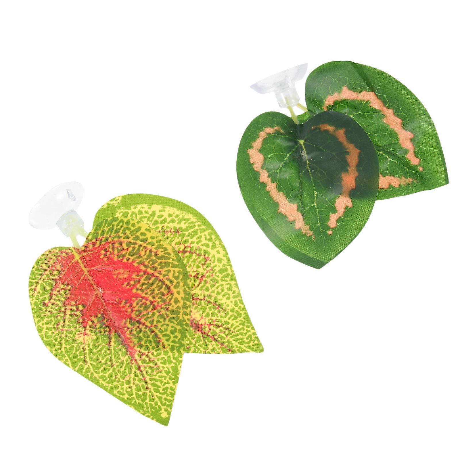 Artificial Leaf Ornaments Reptile Climbing Leaf for Tank Decoration 4Pcs