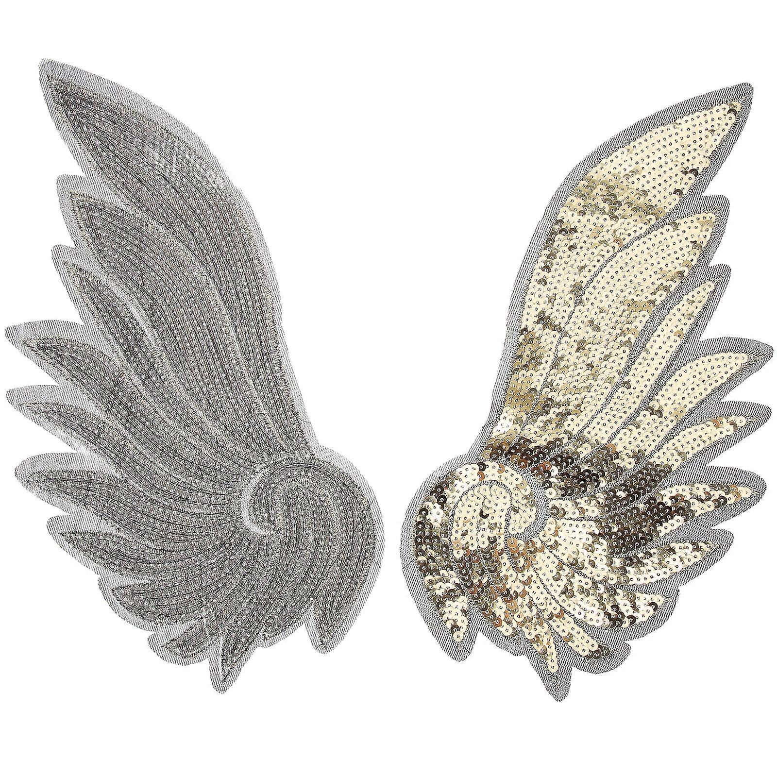 Golden Decorative Angel Wing Patch for Clothes Sewing 2Pairs Glitter