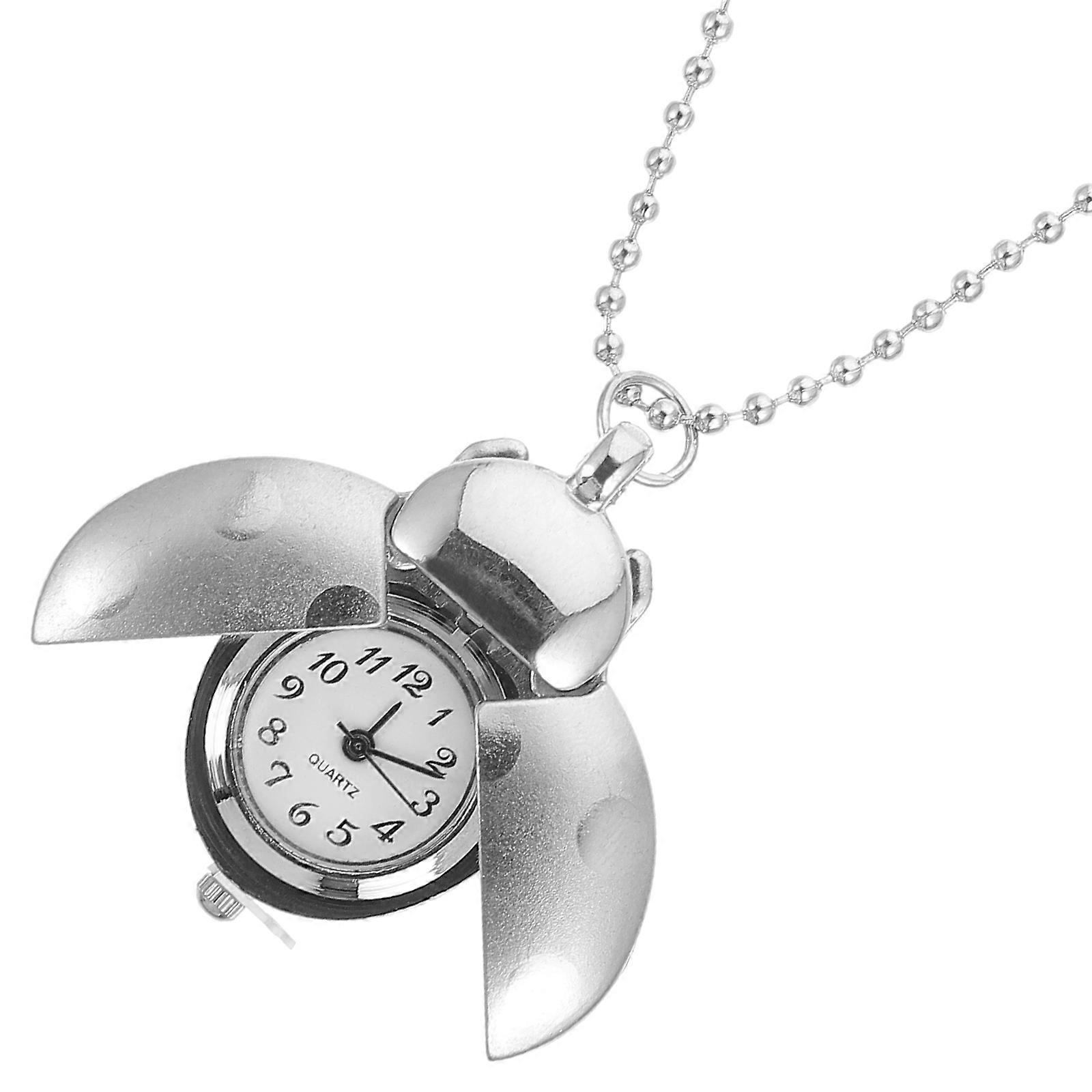 Decorative Beetle Designed Pocket Watch for Decoration 2Pcs Silver Gift