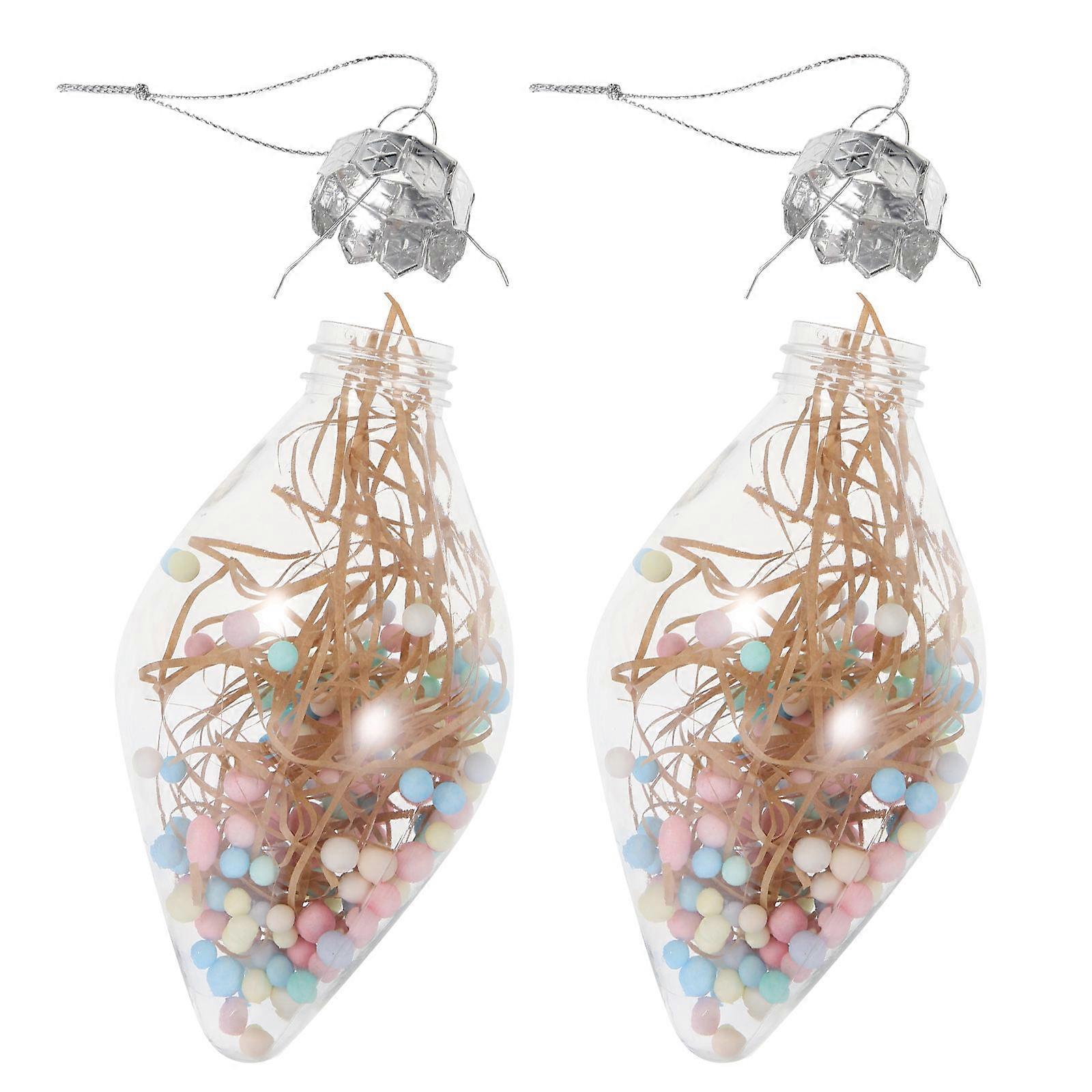 Empty Capsules Container for Decor 2Pcs Clear Plastic Hanging Ornaments