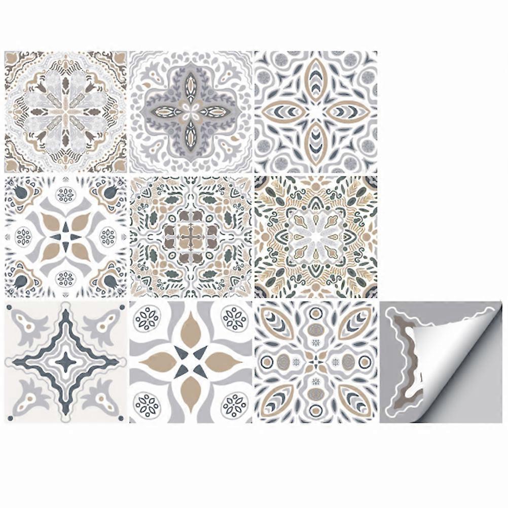 Retro Ceramic Tiles Stickers for Home Wall Decor 30Pcs Light Grey Pack