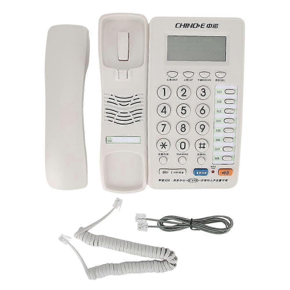 C199 Fixed Telephone Home Wired Landline Business Office Corded Phone Desk Large DisplayWhite