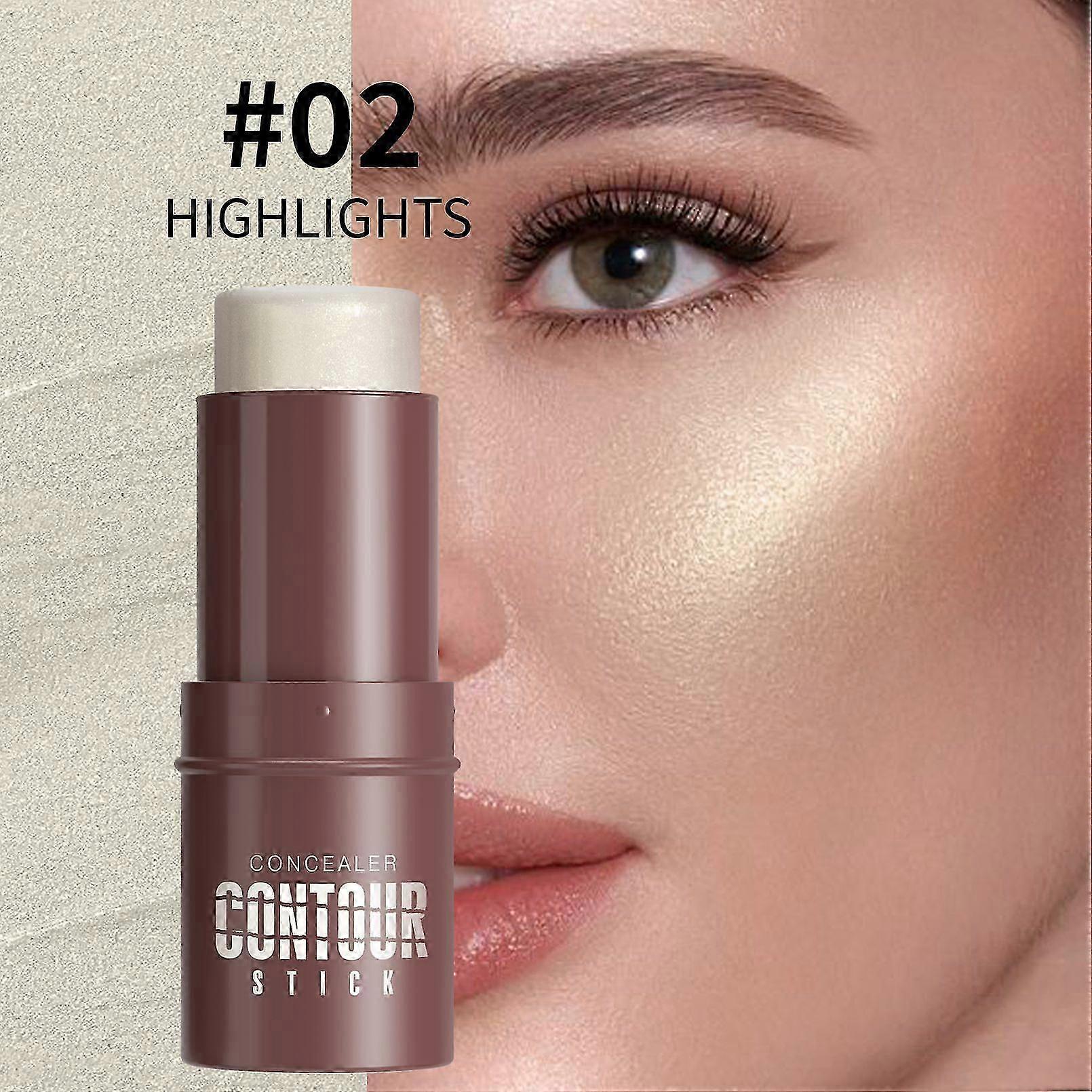 Highlighting Stick, Pearlized Face Highlighter, Shadow Blush Stick, Non-Greasy Long-Wear Face Contour Pencil, Easy to Shape the Face, Create a Light M
