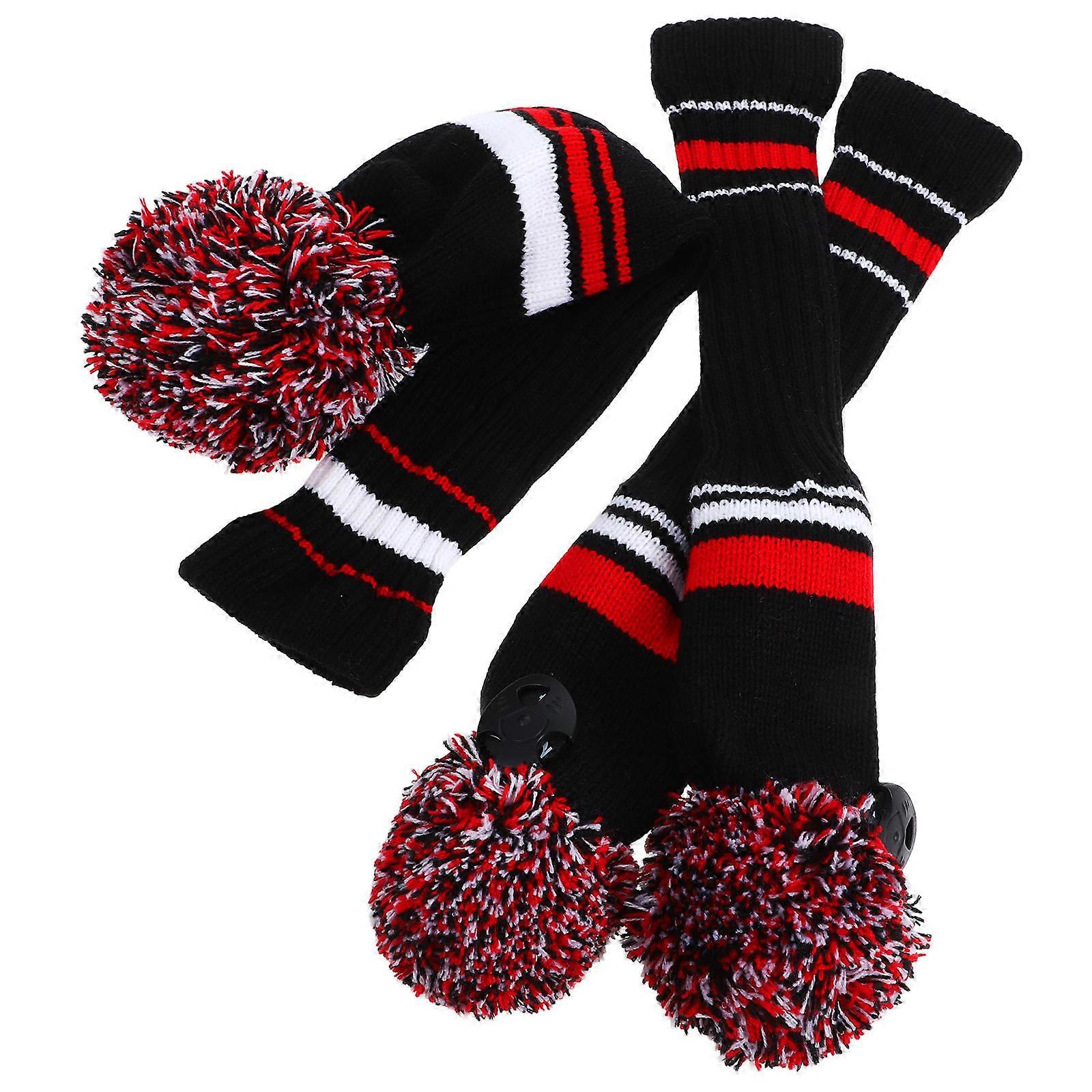 Headcover Club Knitted Head Cover Sock for Golf Use 9Pcs Black and Red