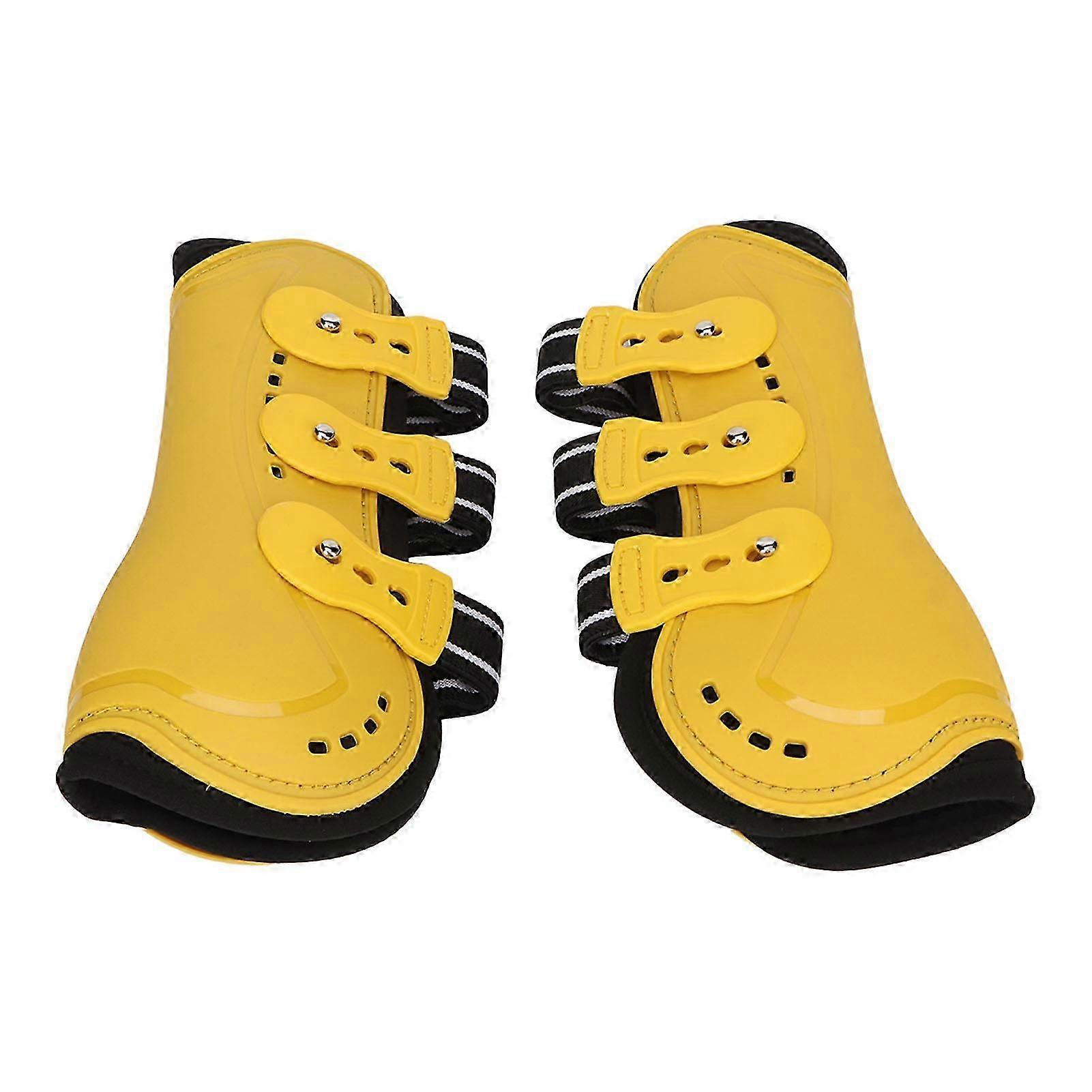 2Pcs Horse Tendon Boots Open Front Adjustable Breathable Horse Front Tendon Boots for Training Jumping Riding Yellow 25-26