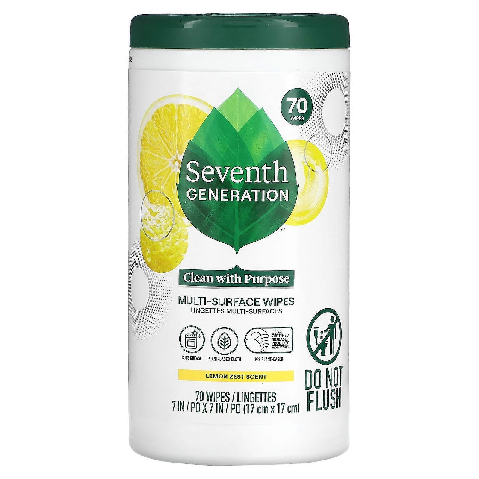 Multi-Surface Wipes, Lemon Zest, 70 Wipes