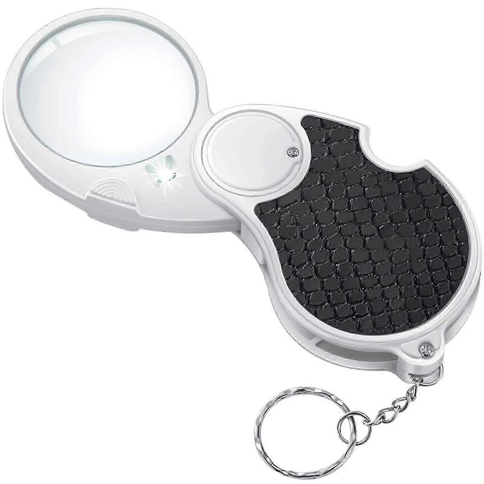 Magnifying Glass with Light, Illuminated Magnifying Glass, 5x Handheld Magnifier Small Illuminated Foldable Hand-Illuminated Magnifying Glass