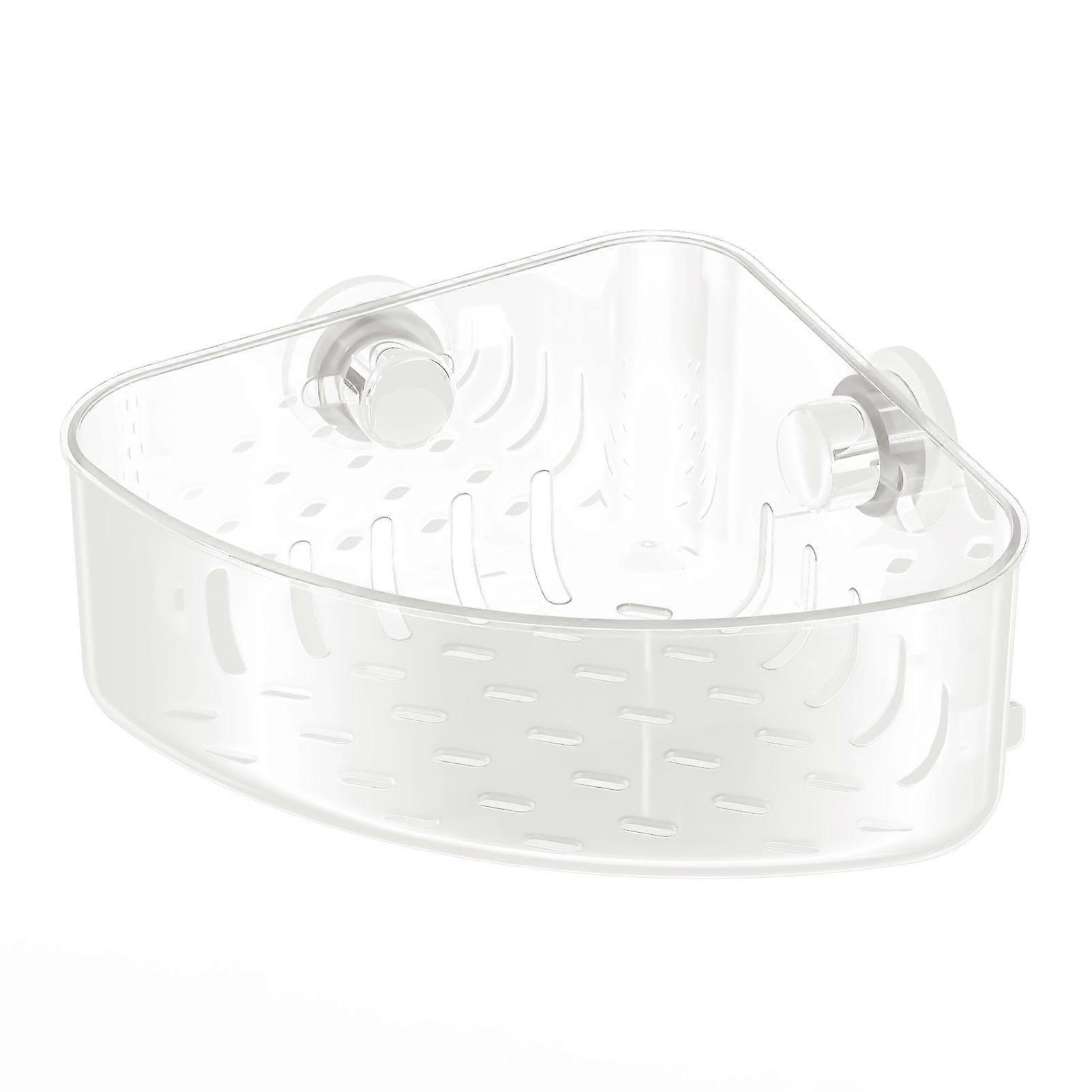 Corner Sink Strainer Sponge Holder Large Capacity Strong Load-bearing Suction Cup Triangle Storage Rack with Drain Hole