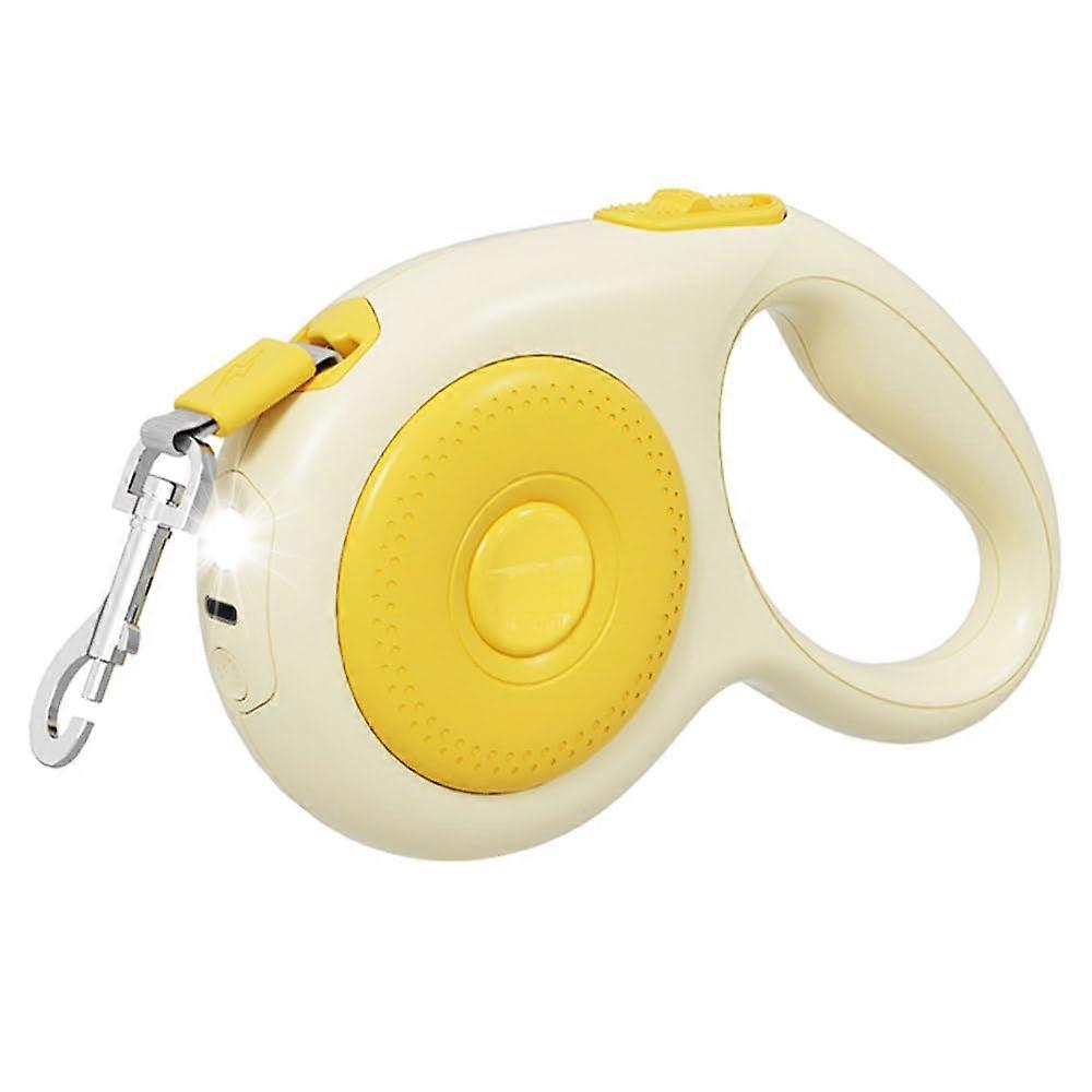 5M Retractable Dog Leash With LED Light, Nylon, 360 Degree AntiTangle, For Small and Medium Dogs Up To 50kg Yellow