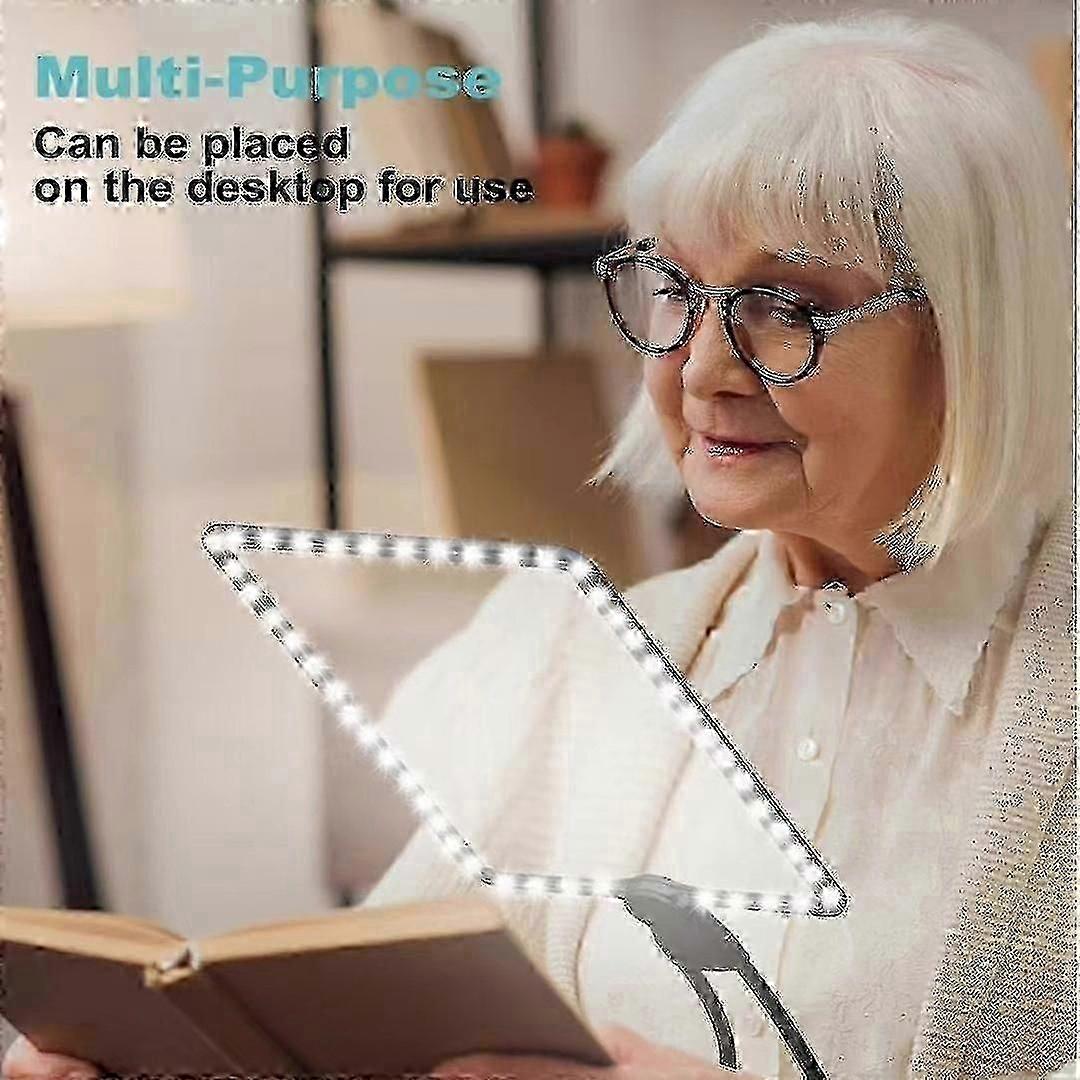 Lupa recargable manos libres con luz y soporte, 5 aumentos, para llevar en el cuello, ideal para personas mayores, para leer, reparar y coser.