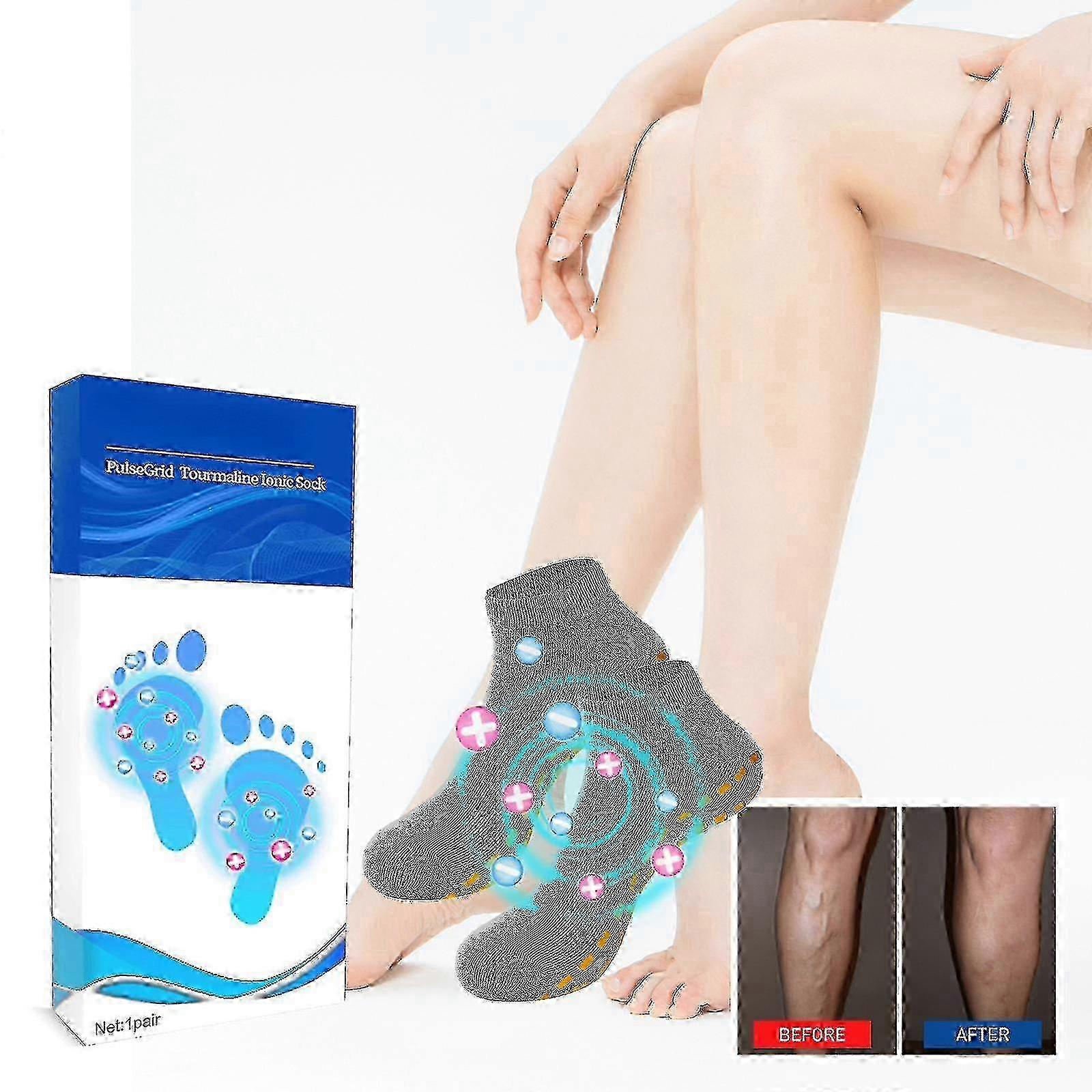 Pulse Grid Tourmaline Ionic Socks pour une détox rapide et une meilleure circulation sanguine - Stretch Body Shaping Socks