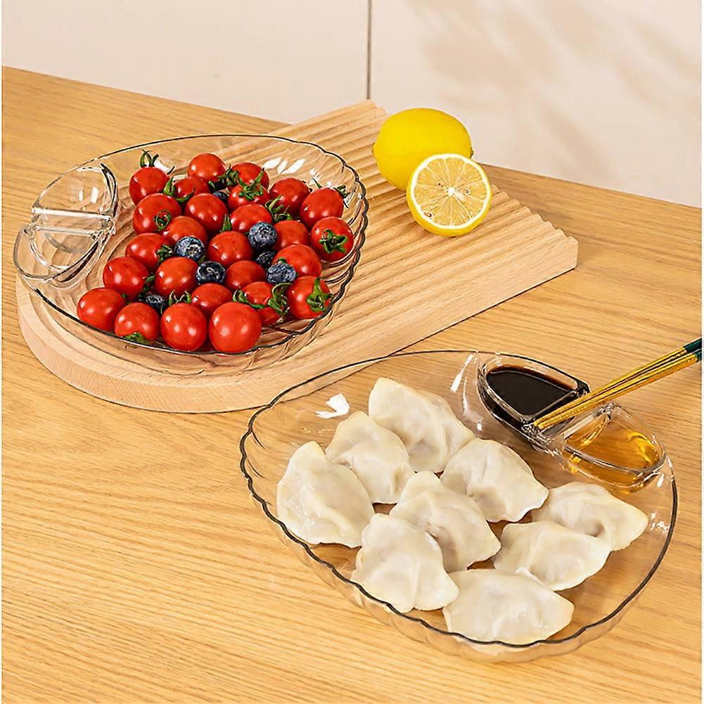 Pretty Comy Household Scallop Double Plate with Vinegar & Dipping Sauce, Thickened Transparent, Holds Chopsticks - Compatible with Pretty Comy