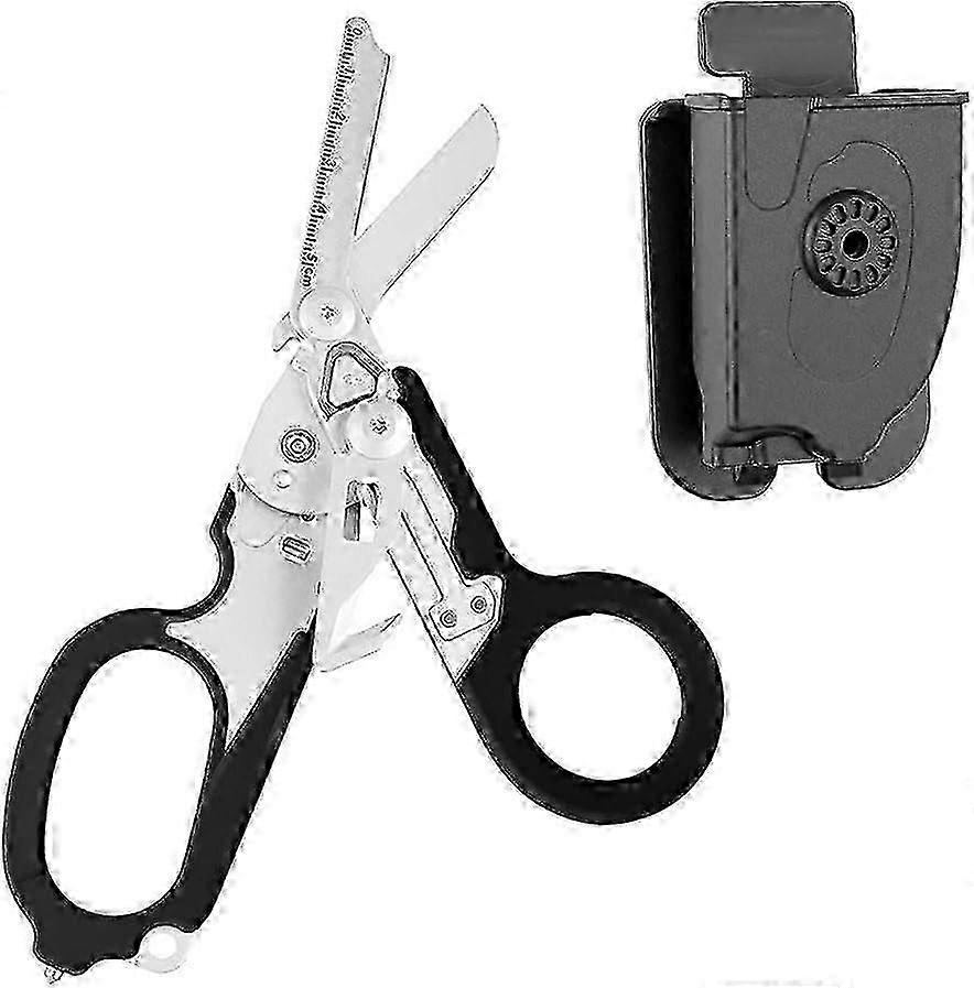 Scissors with Case, 6 in 1 Folding Response Rescue Scissors, Multifunctional Rescue Scissors with Seat Belt Cutter, Window Breaker for Professional o