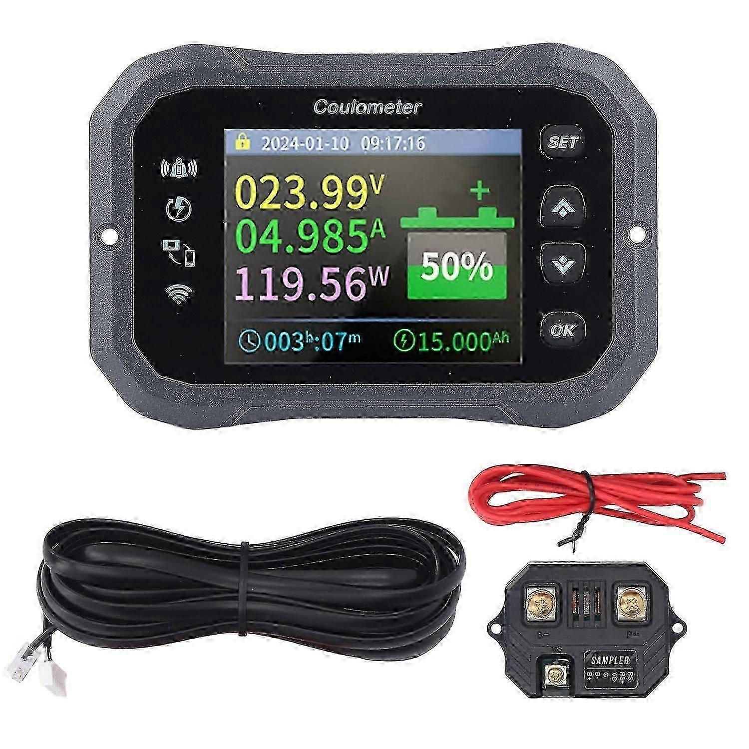 WiFi Battery Monitor 10-100V 0-50A Bidirectional Detection Bluetooth Remote Monitoring Battery Monit