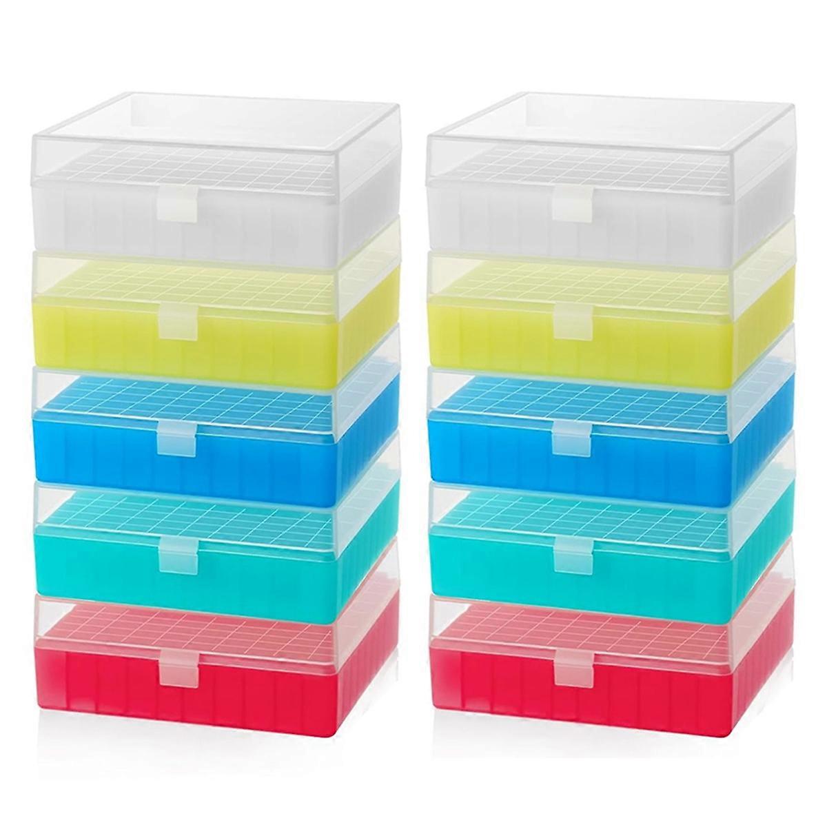 10 Pack 100 Well Centrifuge Tube Cryogenic Storage Box with Snap Clasp Freezer Box Fit 0.5/1.5/2.0 Ml Vials