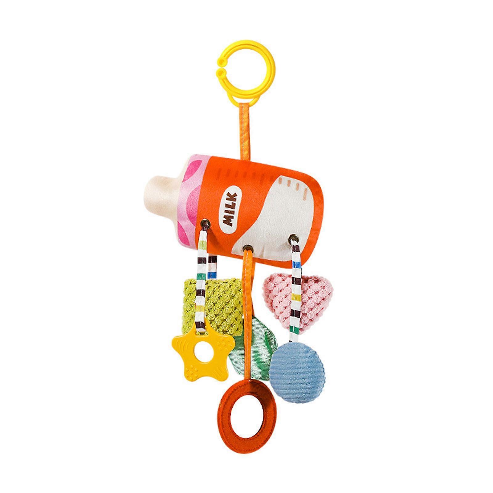 Machine Washable Baby Stroller Toy Cartoon Animal Rattle For Visual Development Soft Plush Texture Multicolor