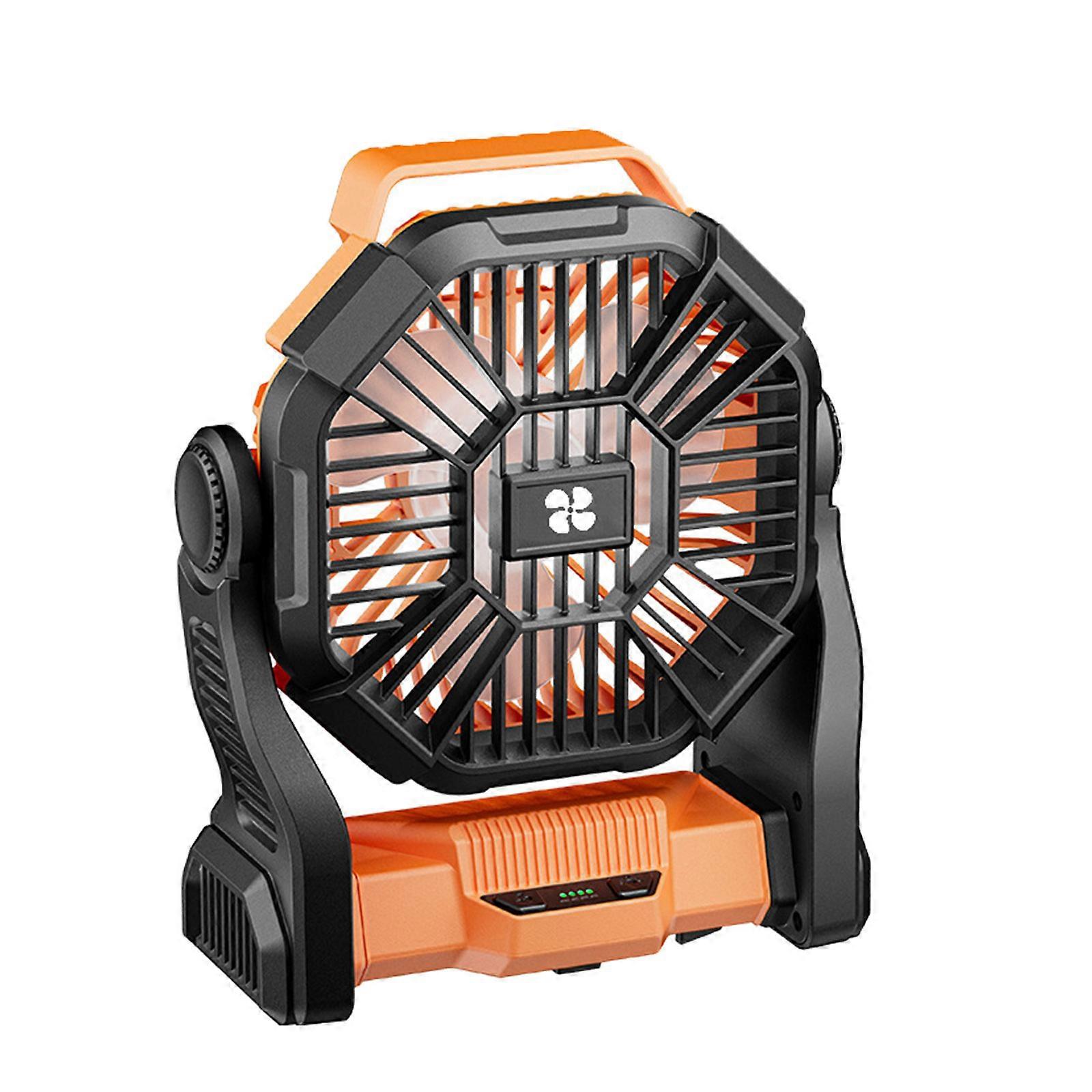 Büyük Pil ile Şarj Edilebilir Kamp Fanı Işığı Dış Mekan Çadır Fanı ABS Doku Soğutma Fanı Dış Mekan Kullanımı için Mükemmel Turuncu