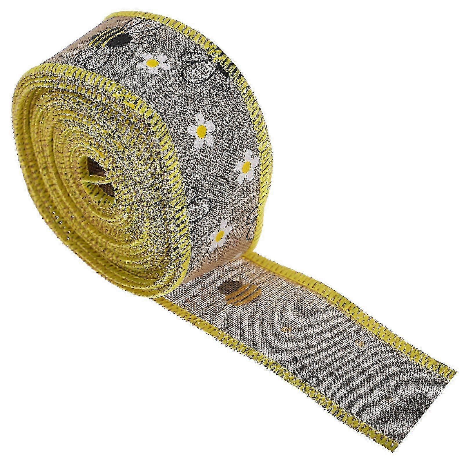 1 Roll Wrapped Edges DIY Ribbon Bee Pattern Wrapping Ribbon Gift Packaging Ribbon