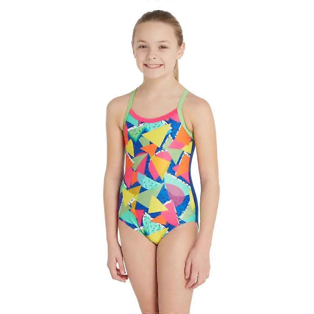 Zoggs Girls Medley Rainbow Strikeback 泳衣 - 蓝色/多色
