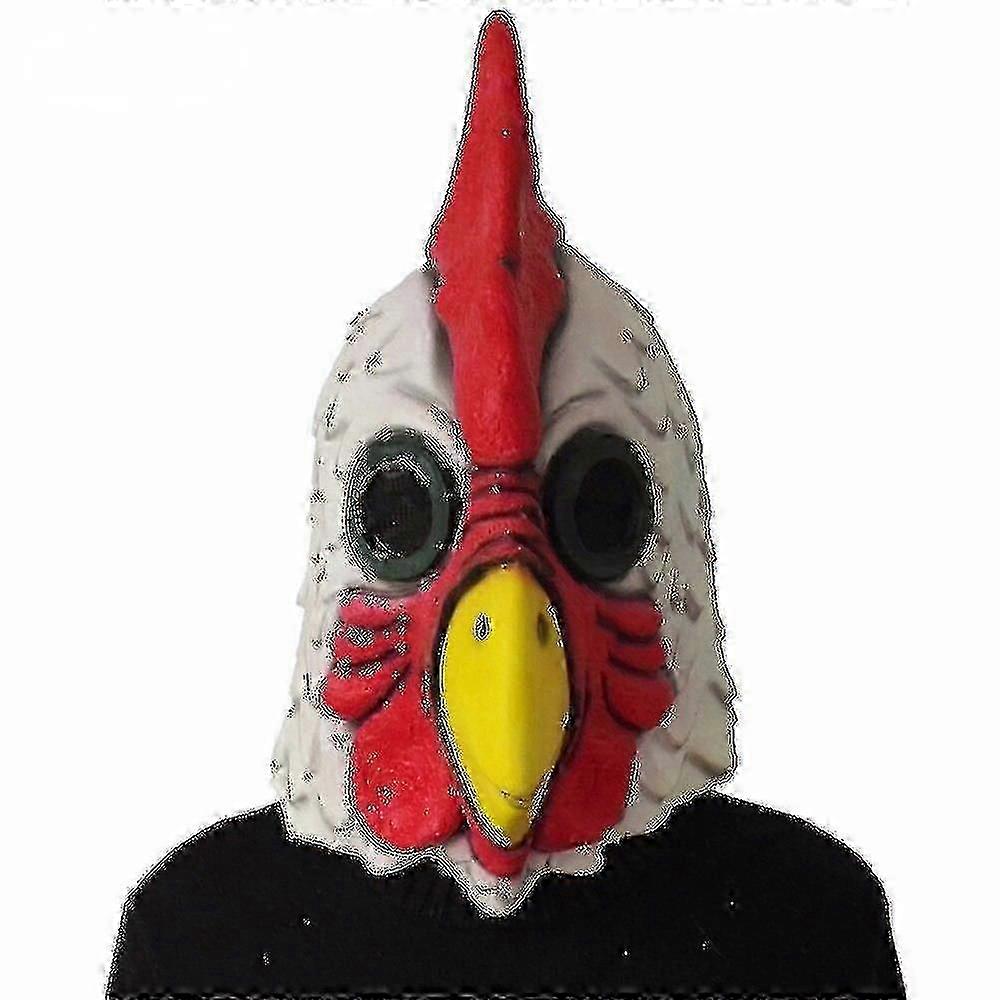 ホワイトラテックスマッドチキンルースターマスク大人のハロウィーン仮面舞踏会コスプレパーティー用