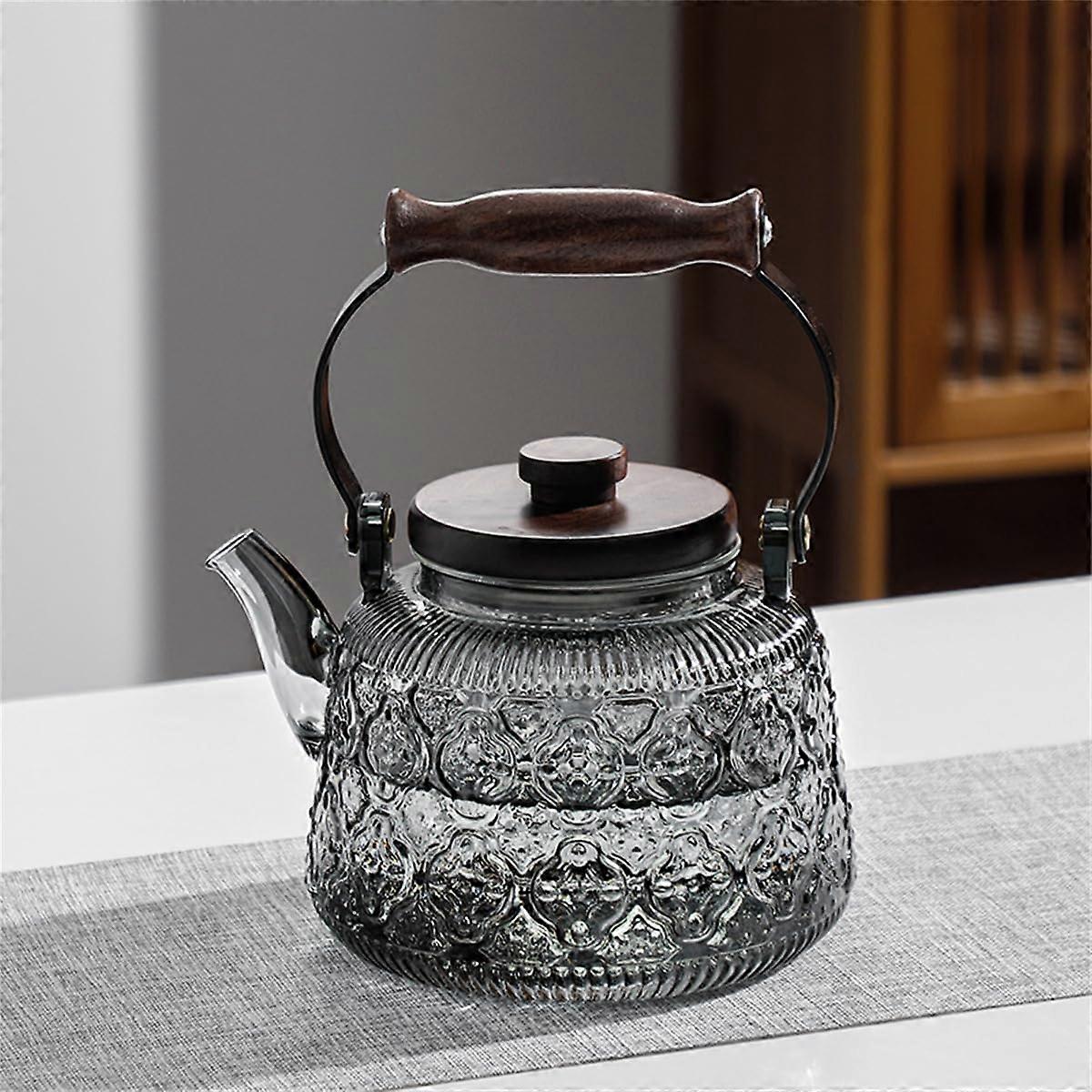 Stovetop Safe Glass Teapot Pattern, Removable Infuser, Fine Borosilicate, 1000ml, Transparent