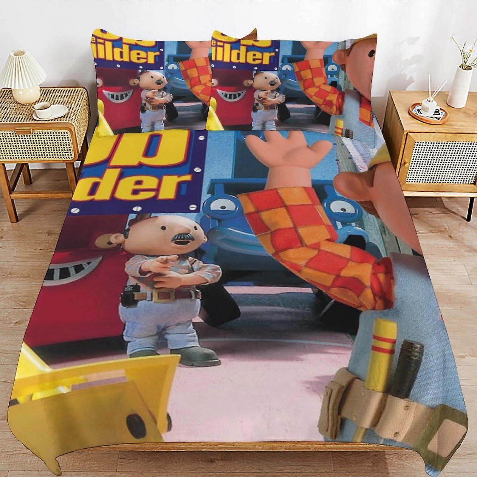 w606 Bob the Builder Machine Washable Easy Zip Soft Bedding Support Consistent Layer Duvet Cover Sets Choice m606