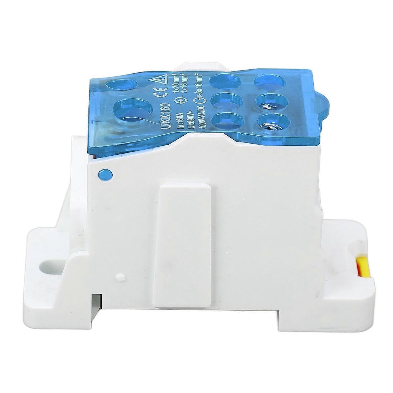 Terminal Distribution Box 690V 160A DIN Rail Terminal Block Power Junction Box for Electricity Blue